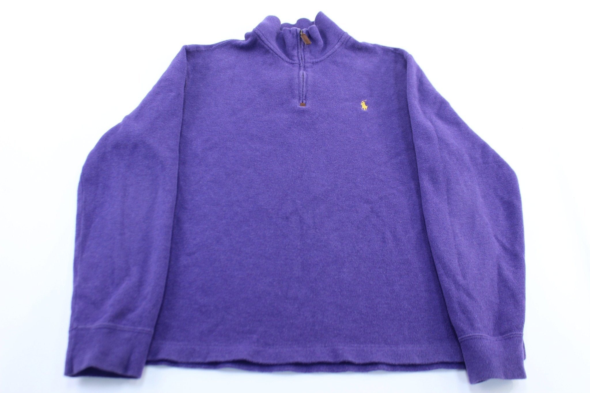 Polo Ralph Lauren Embroidered Logo Purple Pullover Sweater - Sweater - Thrifted Threads