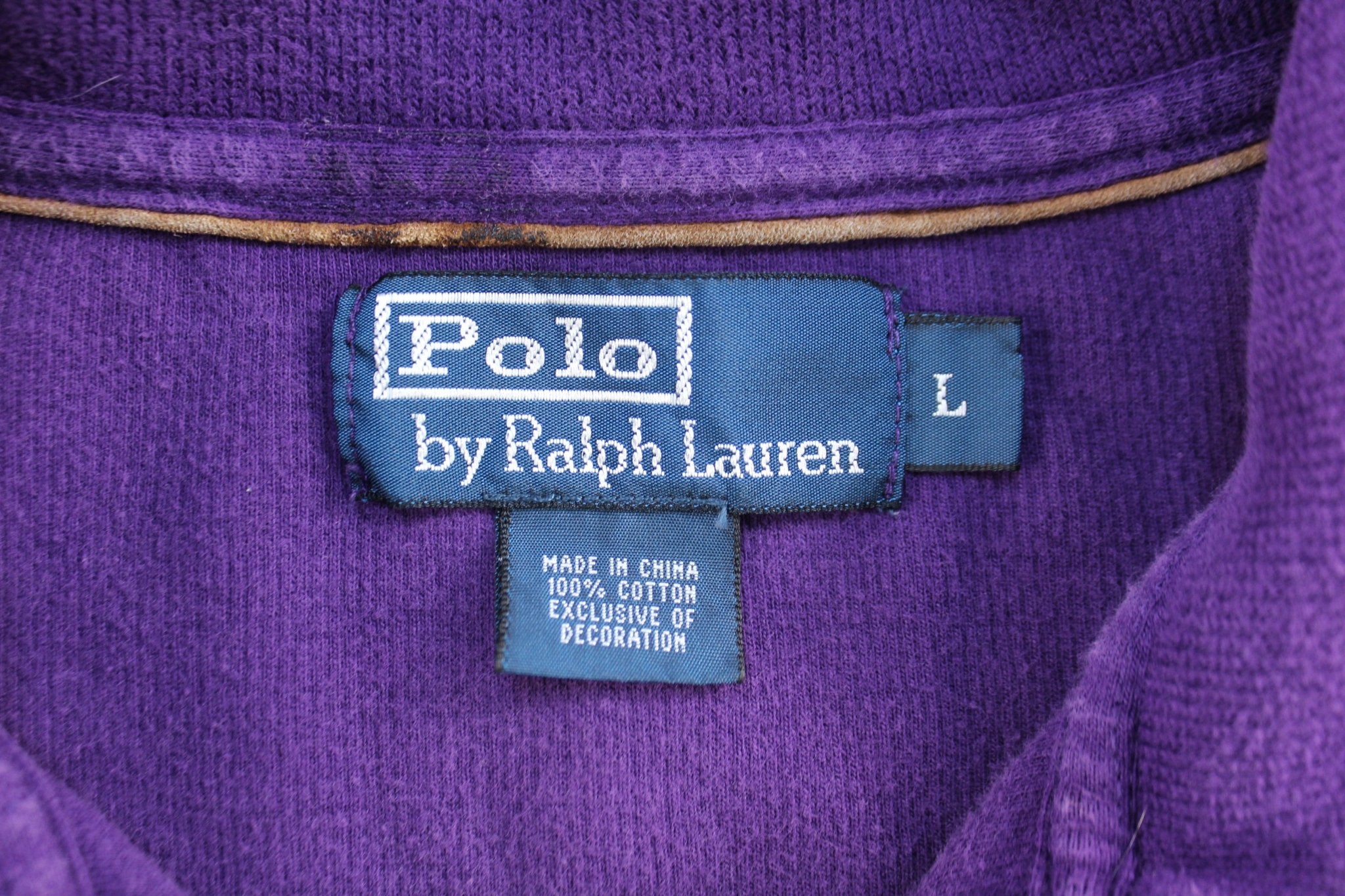Polo Ralph Lauren Embroidered Logo Purple Quarter Zip Sweater - ThriftedThreads.com