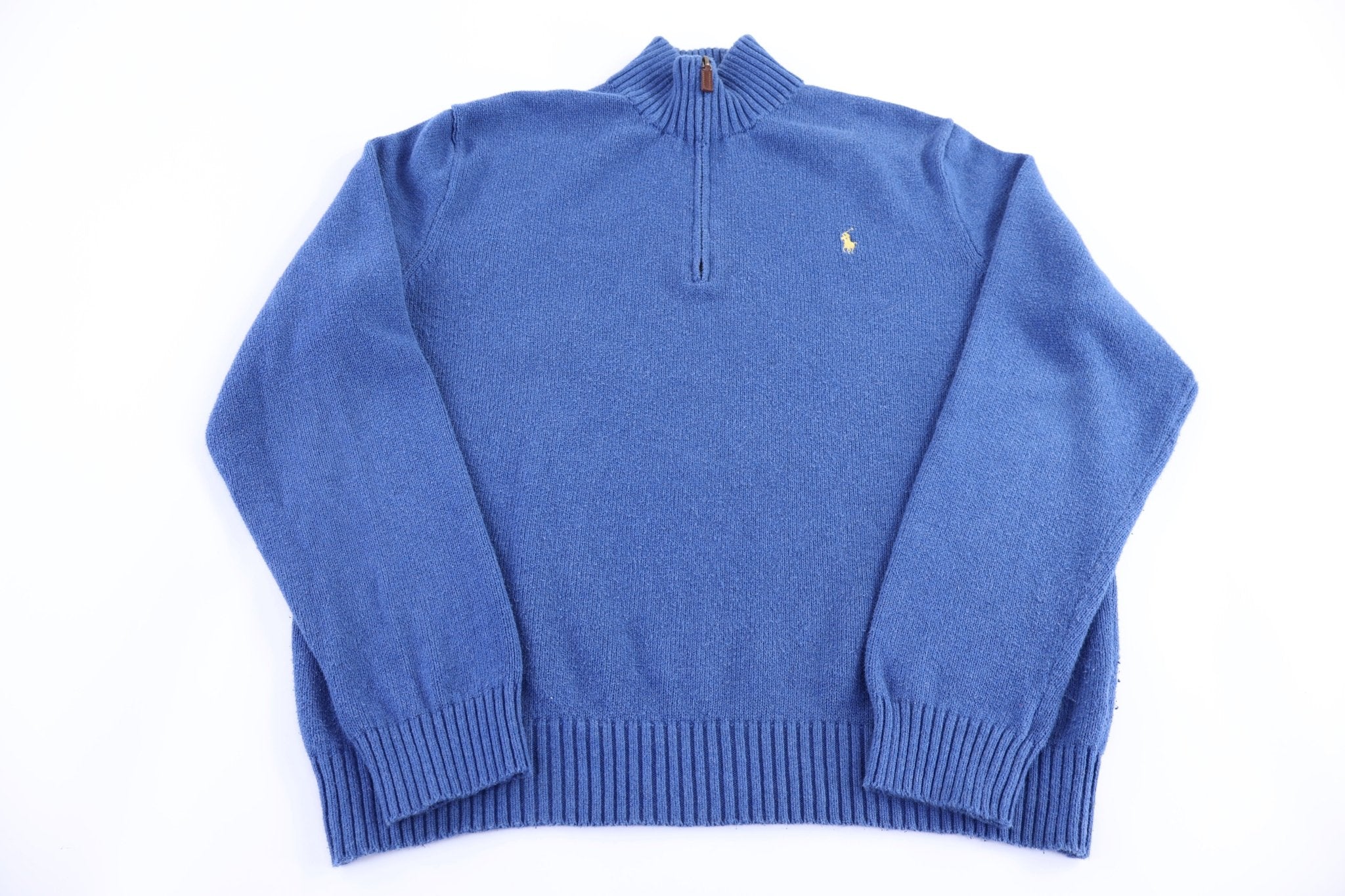 Polo Ralph Lauren Embroidered Logo Quarter Zip Sweater - Sweater - Thrifted Threads