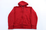 Polo Ralph Lauren Embroidered Logo Red Full Zip Hooded Jacket - jacket - Thrifted Threads