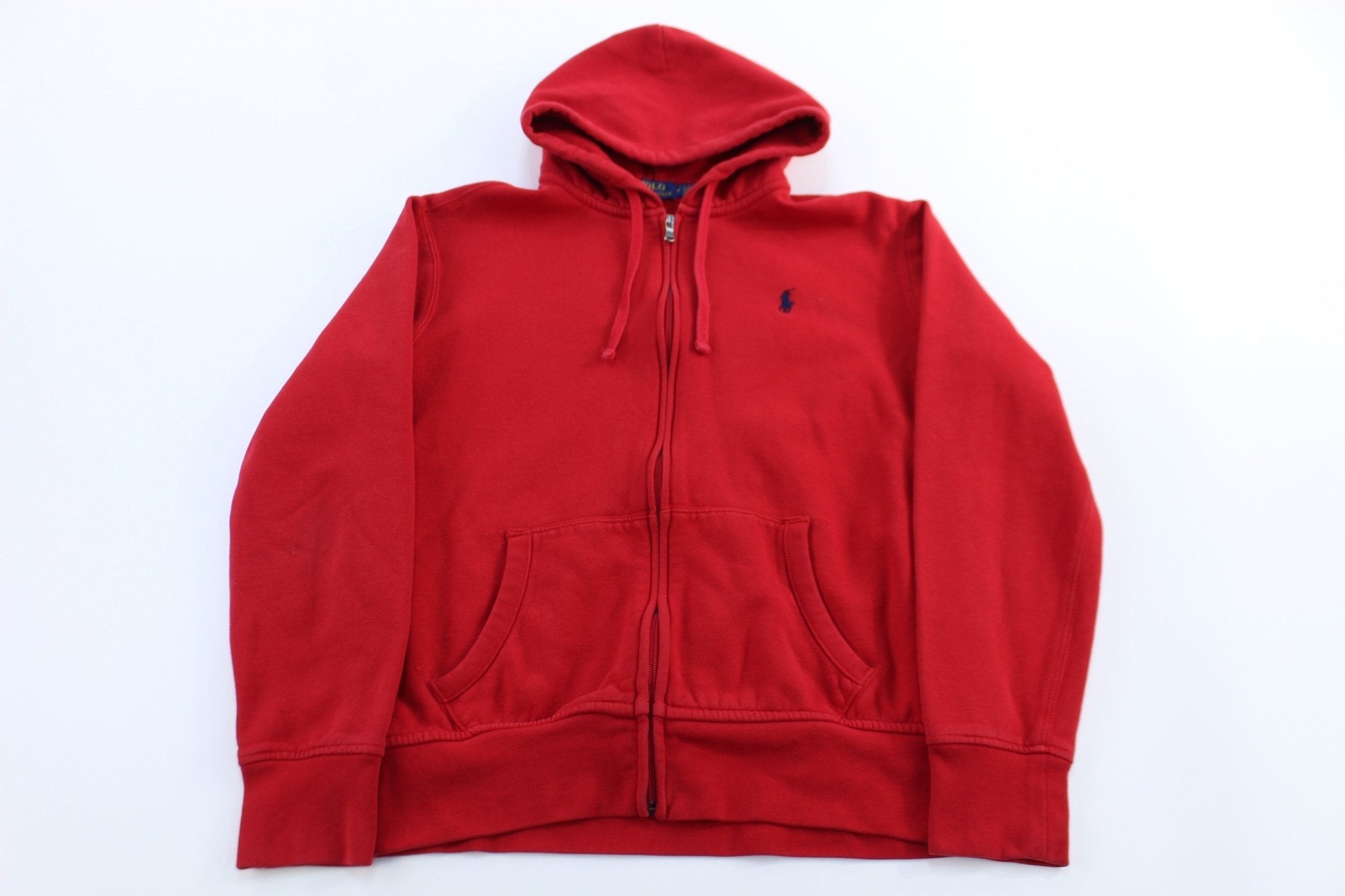 Polo Ralph Lauren Embroidered Logo Red Full Zip Hooded Jacket - jacket - Thrifted Threads