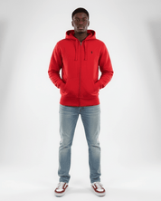 Polo Ralph Lauren Embroidered Logo Red Full Zip Hooded Jacket - jacket - Thrifted Threads
