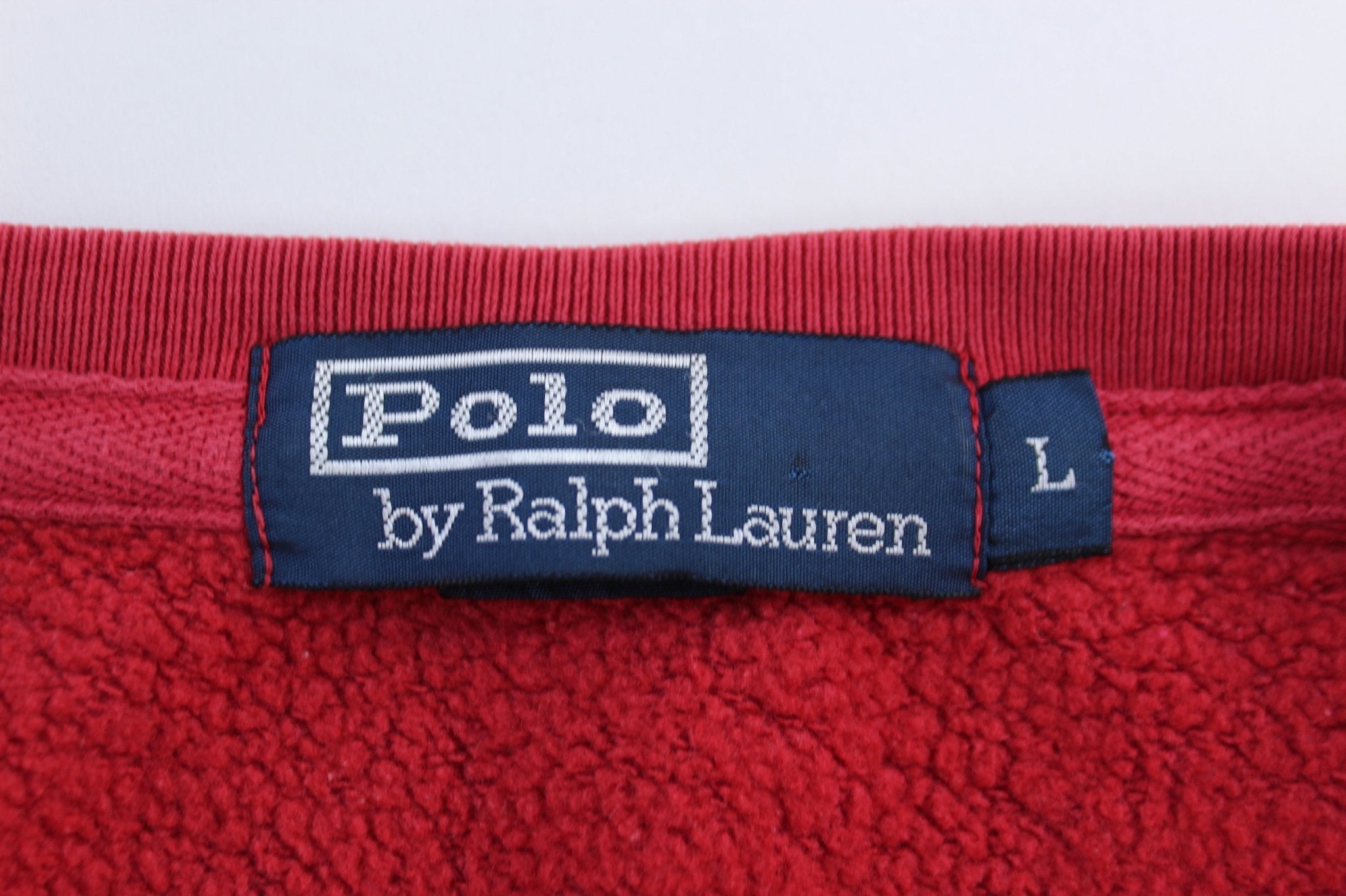 Polo Ralph Lauren Embroidered Logo Red Pullover Sweater - ThriftedThreads.com