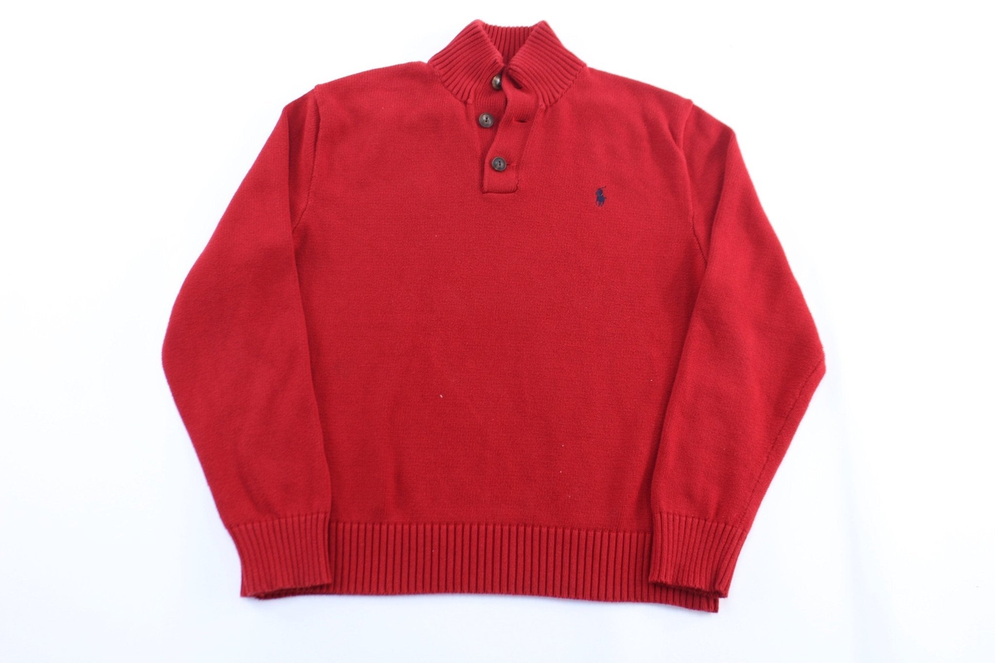 Polo Ralph Lauren Embroidered Logo Red Pullover Sweater - Sweater - Thrifted Threads