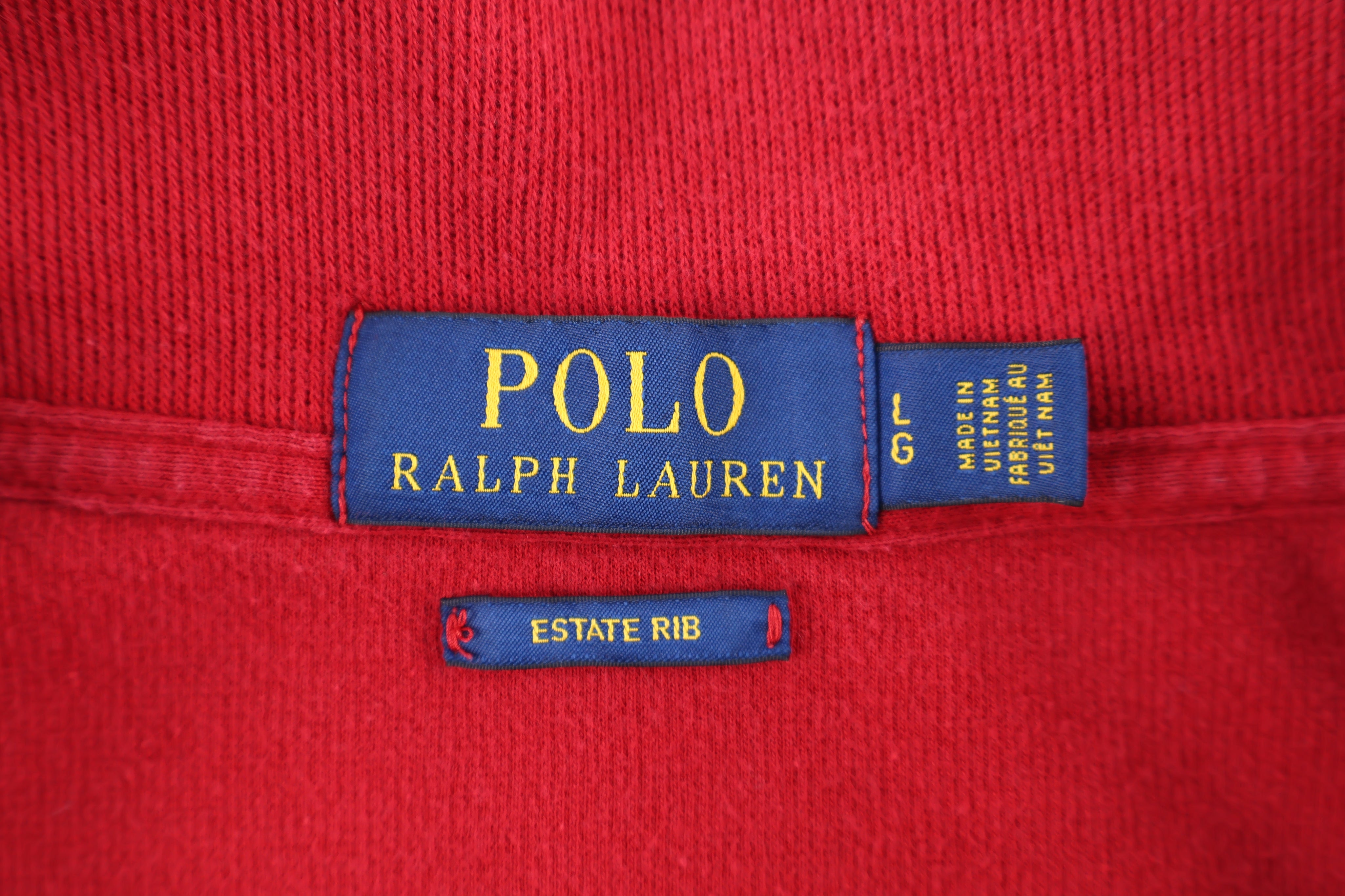 Polo Ralph Lauren Embroidered Logo Red Quarter Zip Pullover - Sweater - Thrifted Threads