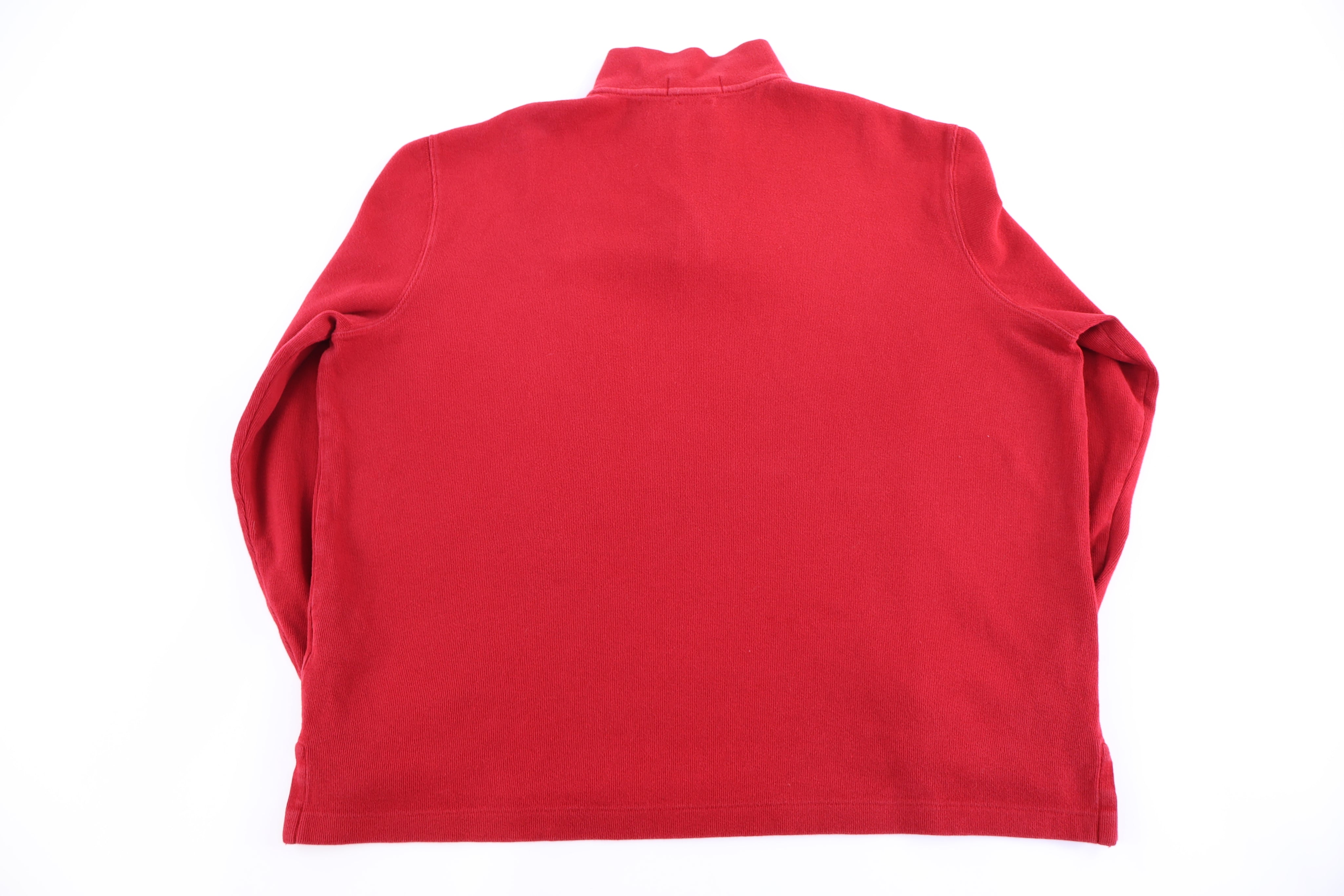 Polo Ralph Lauren Embroidered Logo Red Quarter Zip Pullover - Sweater - Thrifted Threads
