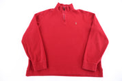 Polo Ralph Lauren Embroidered Logo Red Quarter Zip Pullover - Sweater - Thrifted Threads