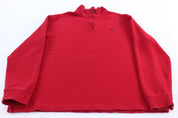 Polo Ralph Lauren Embroidered Logo Red Quarter Zip Sweater - ThriftedThreads.com