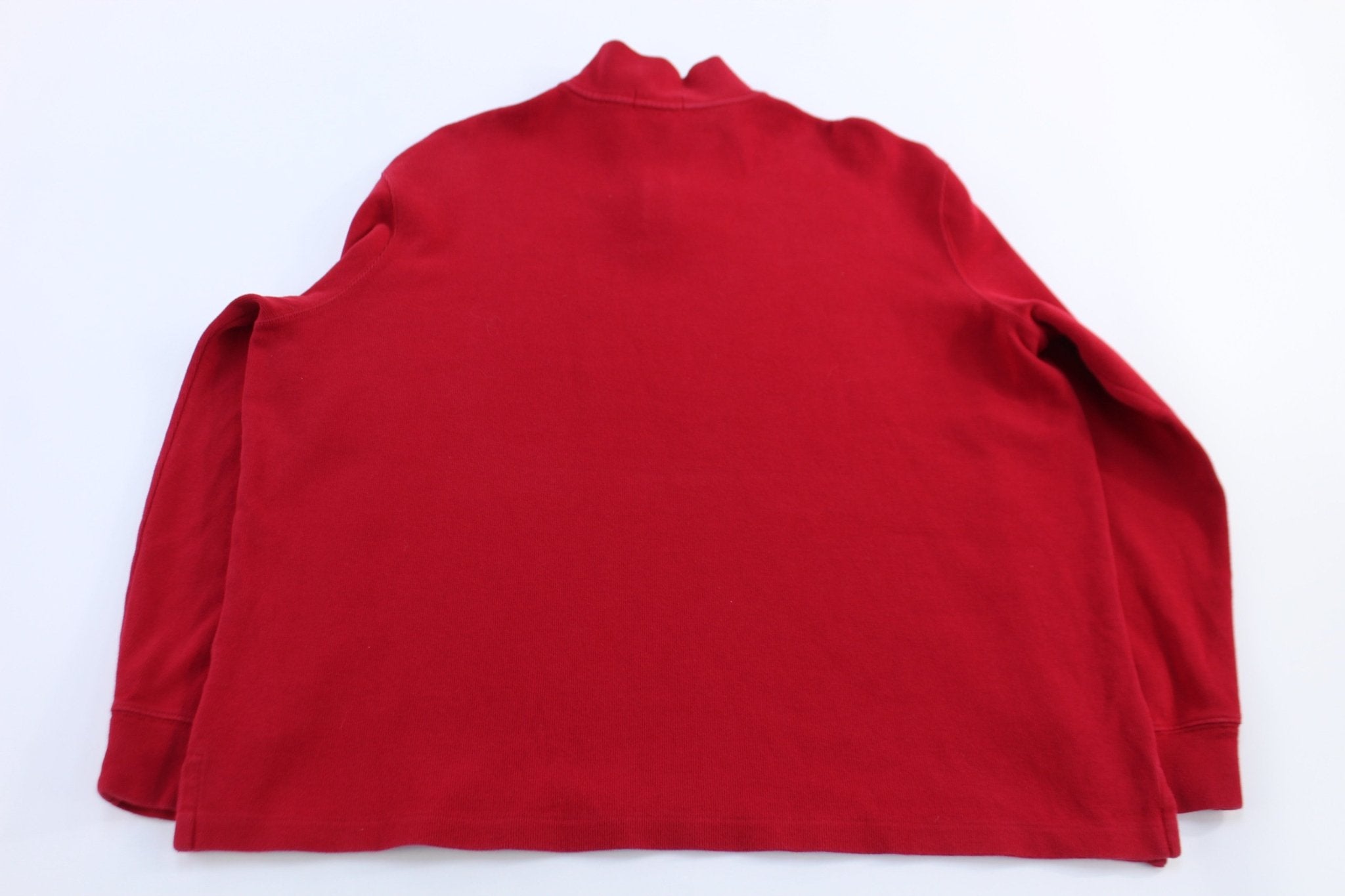 Polo Ralph Lauren Embroidered Logo Red Quarter Zip Sweater - ThriftedThreads.com