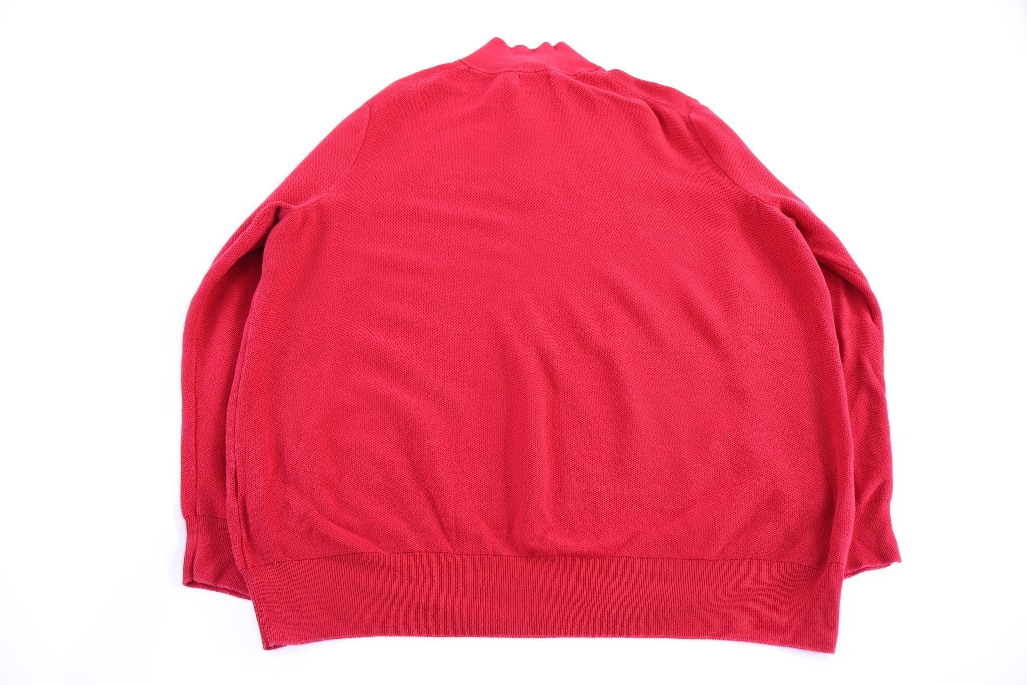 Polo Ralph Lauren Embroidered Logo Red Quarter Zip Sweater - Sweater - Thrifted Threads