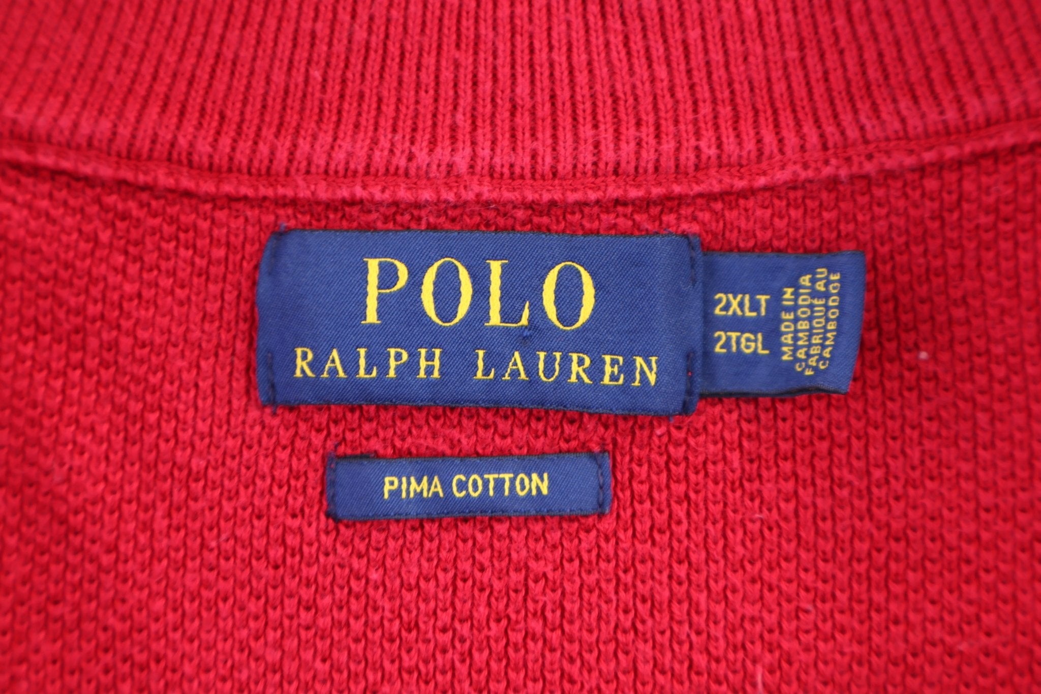 Polo Ralph Lauren Embroidered Logo Red Quarter Zip Sweater - Sweater - Thrifted Threads