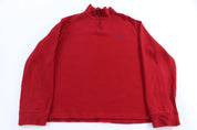 Polo Ralph Lauren Embroidered Logo Red Quarter Zip Sweater - Sweater - Thrifted Threads