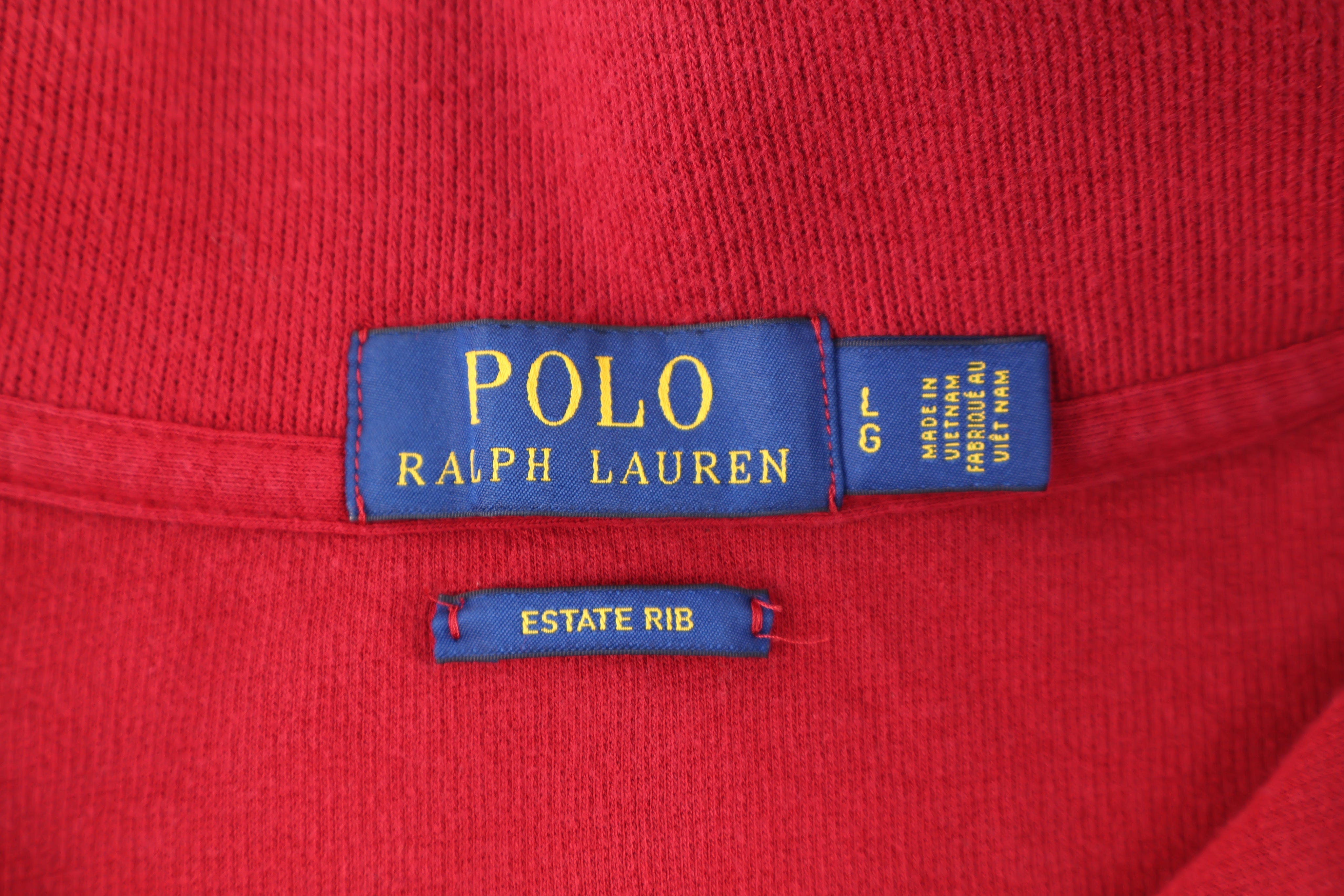 Polo Ralph Lauren Embroidered Logo Red Quarter Zip Sweater - Sweater - Thrifted Threads