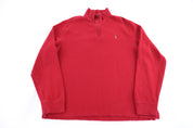 Polo Ralph Lauren Embroidered Logo Red Quarter Zip Sweater - Sweater - Thrifted Threads