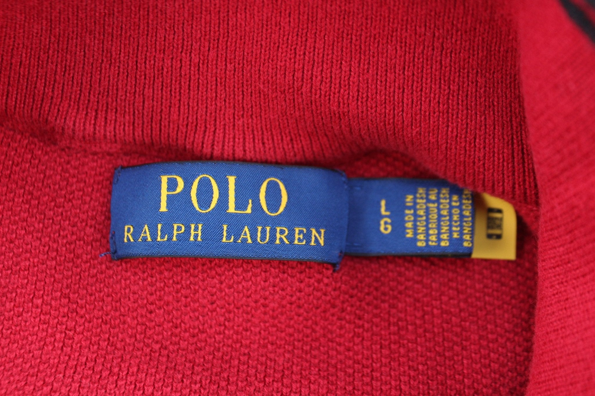 Polo Ralph Lauren Embroidered Logo Red Quarter Zip Sweater - Sweater - Thrifted Threads