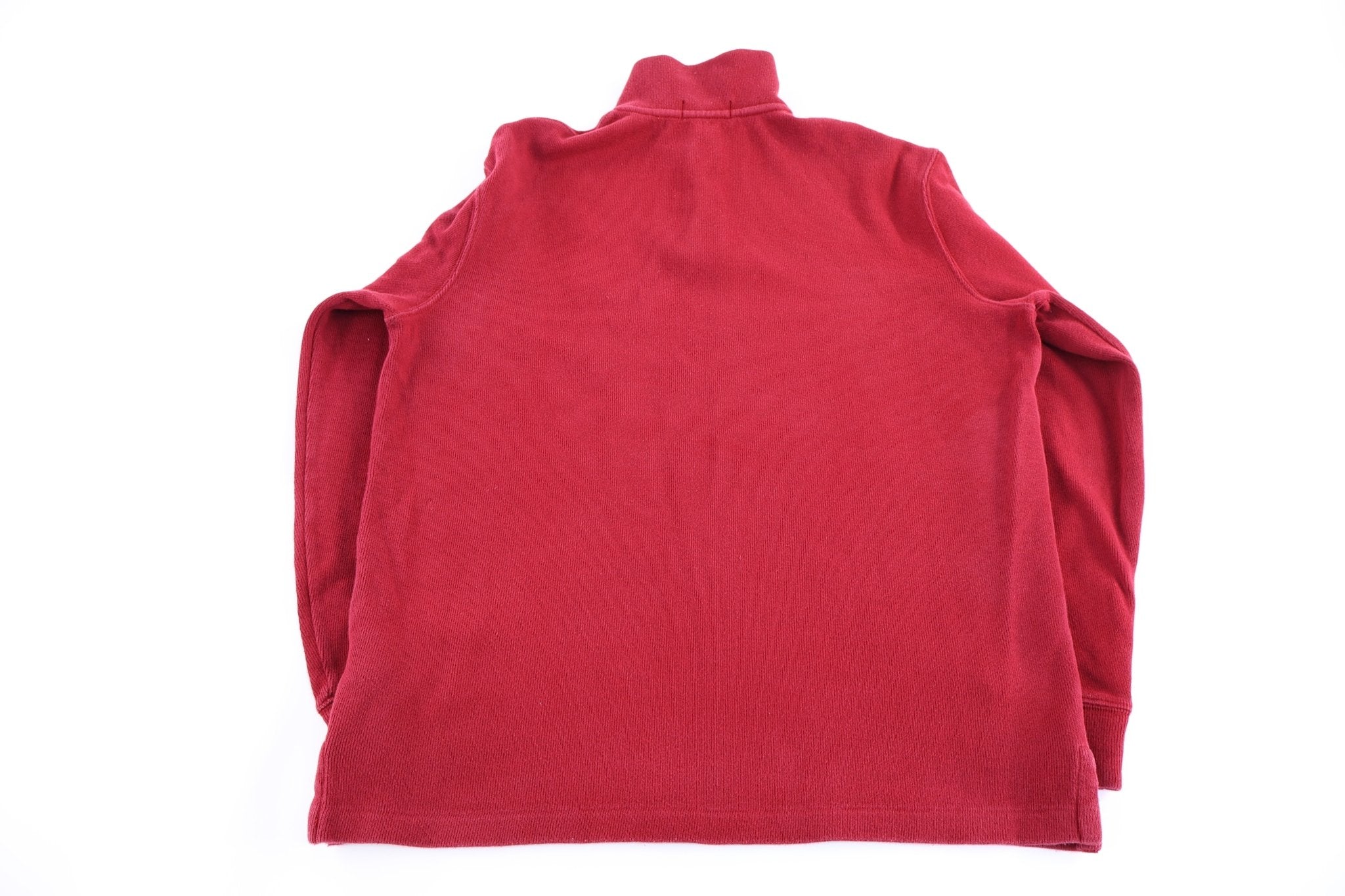 Polo Ralph Lauren Embroidered Logo Red Quarter Zip Sweater - Sweater - Thrifted Threads
