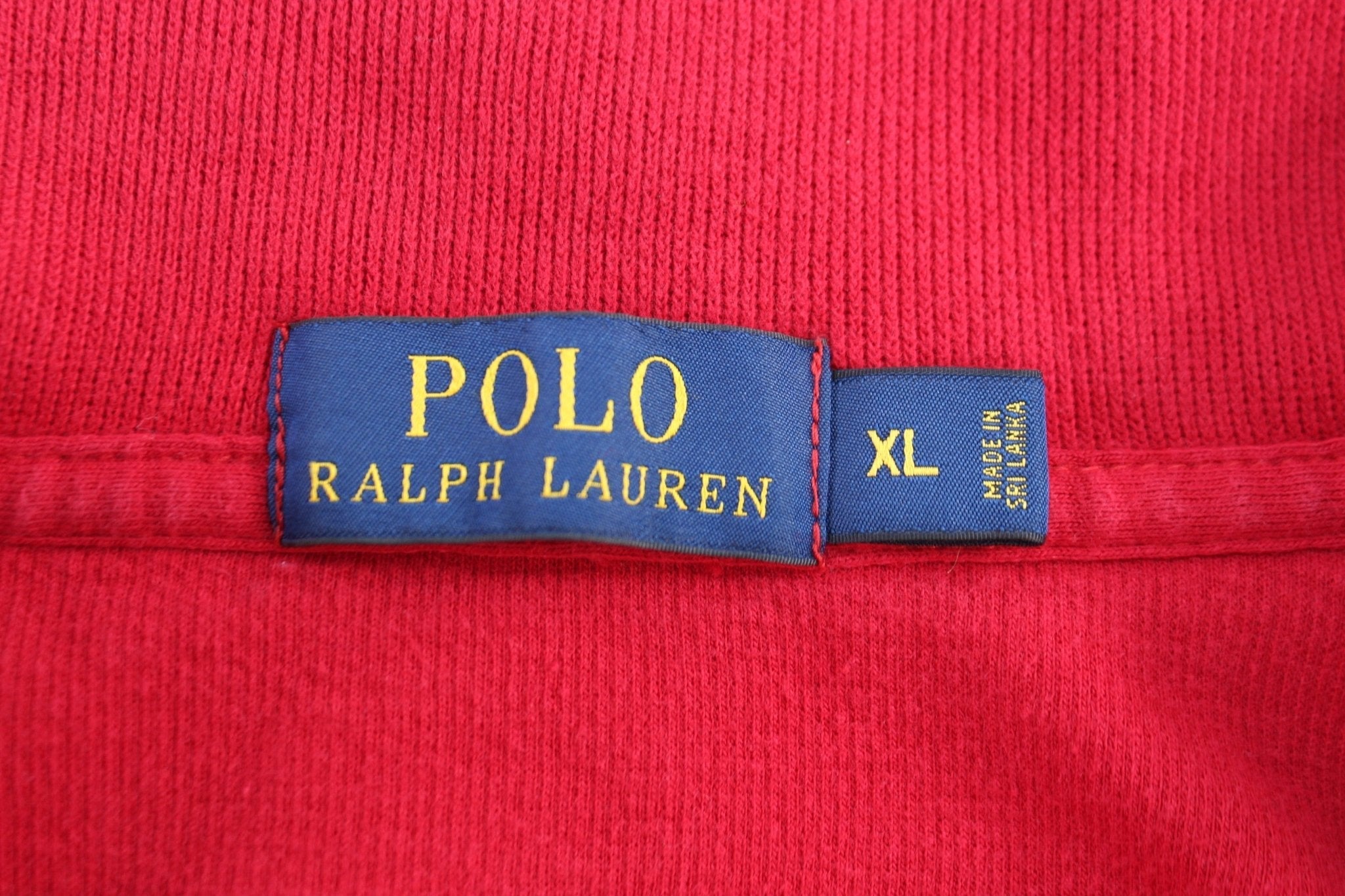 Polo Ralph Lauren Embroidered Logo Red Quarter Zip Sweater - Sweater - Thrifted Threads