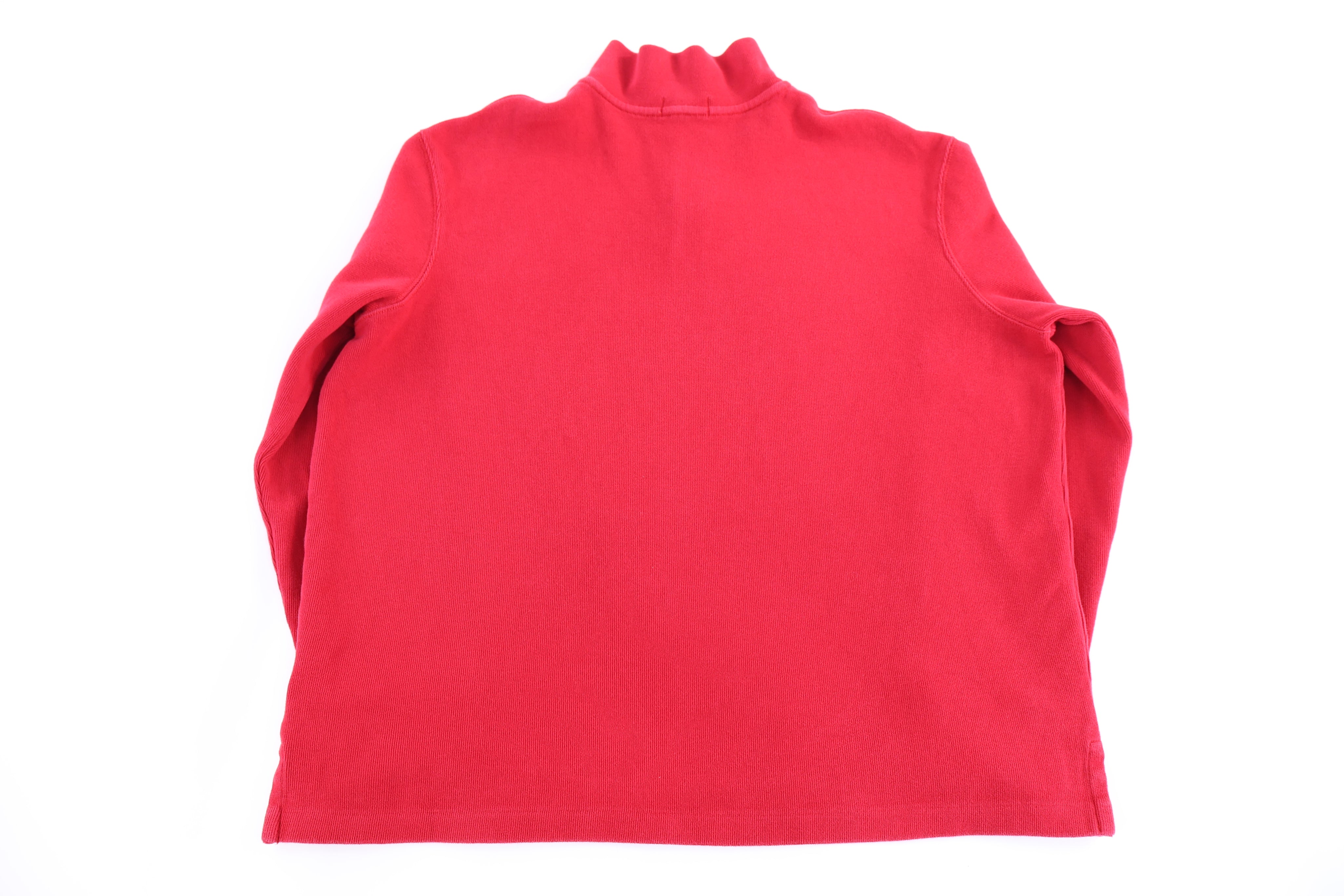 Polo Ralph Lauren Embroidered Logo Red Quarter Zip Sweater - Sweater - Thrifted Threads