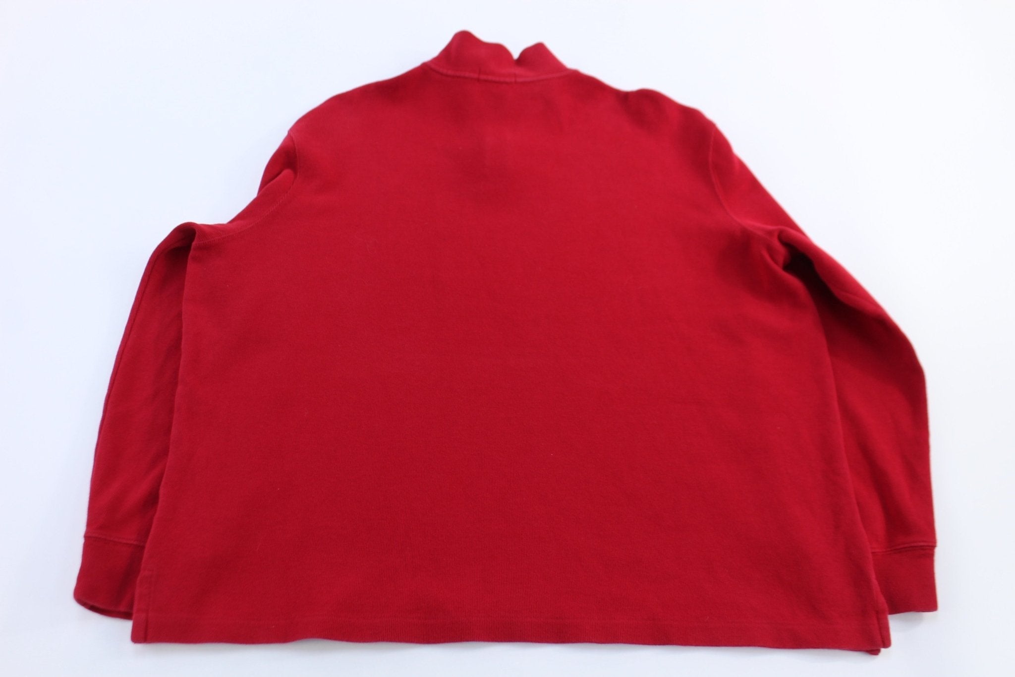 Polo Ralph Lauren Embroidered Logo Red Quarter Zip Sweater - Sweater - Thrifted Threads