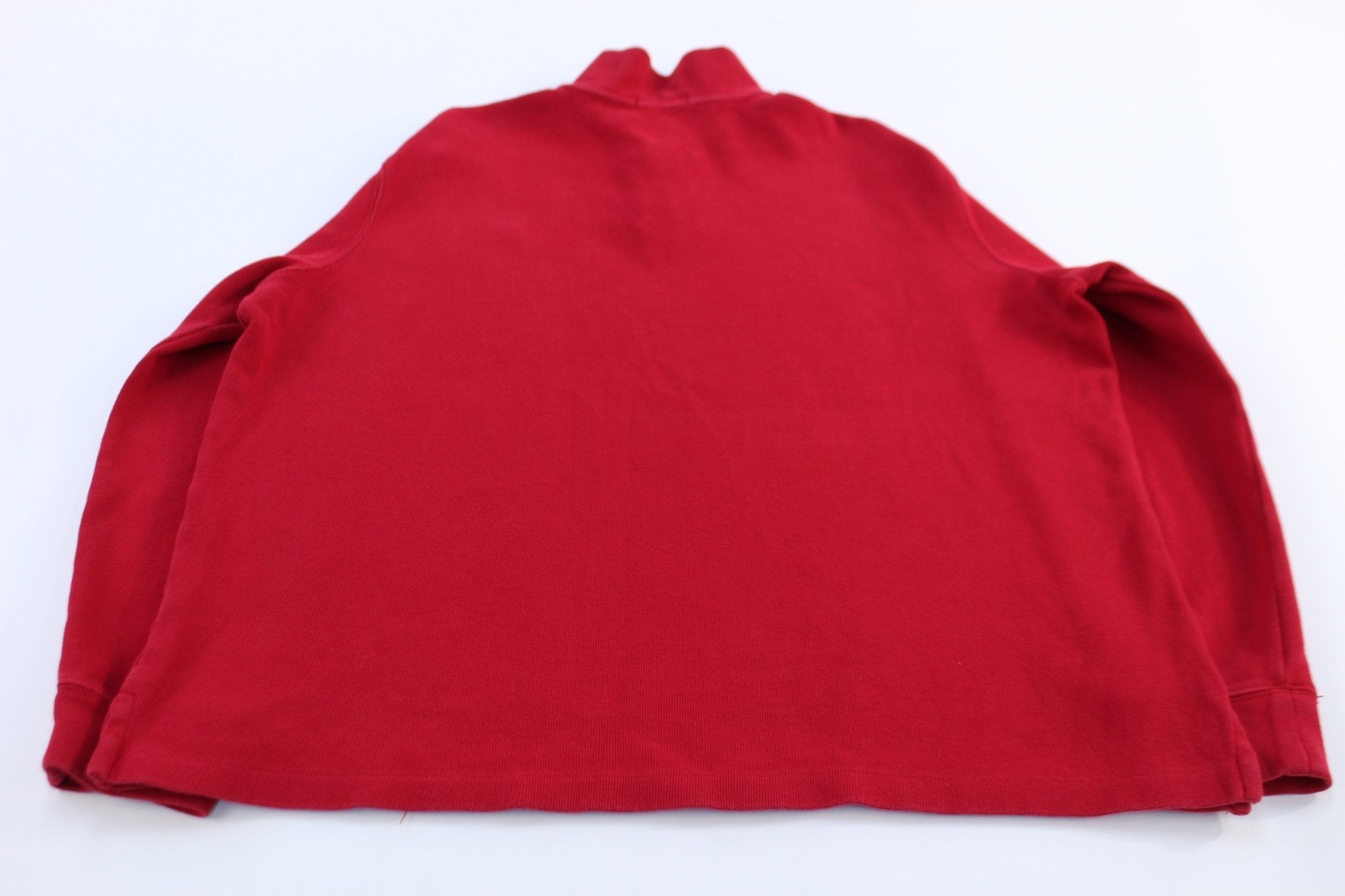 Polo Ralph Lauren Embroidered Logo Red Quarter Zip Sweater - Sweater - Thrifted Threads