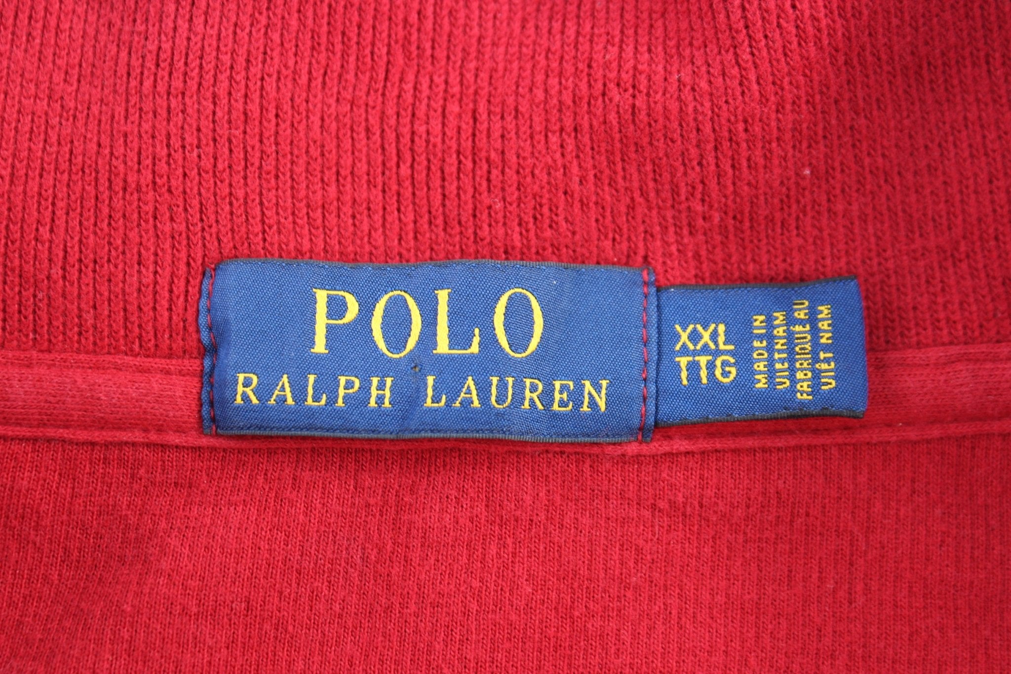 Polo Ralph Lauren Embroidered Logo Red Quarter Zip Sweater - Sweater - Thrifted Threads