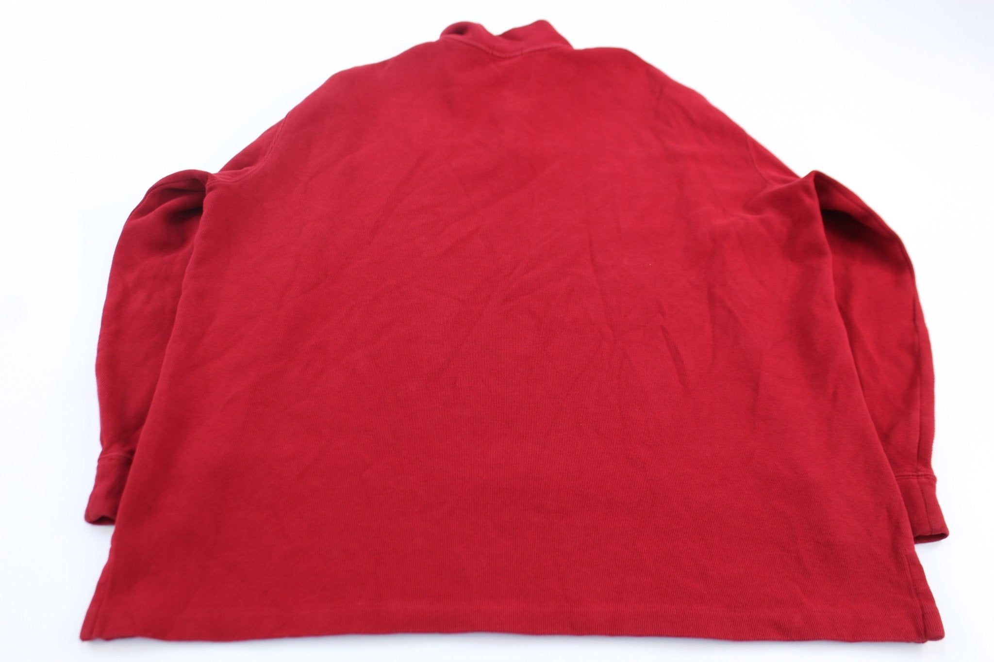 Polo Ralph Lauren Embroidered Logo Red Quarter Zip Sweater - Sweater - Thrifted Threads