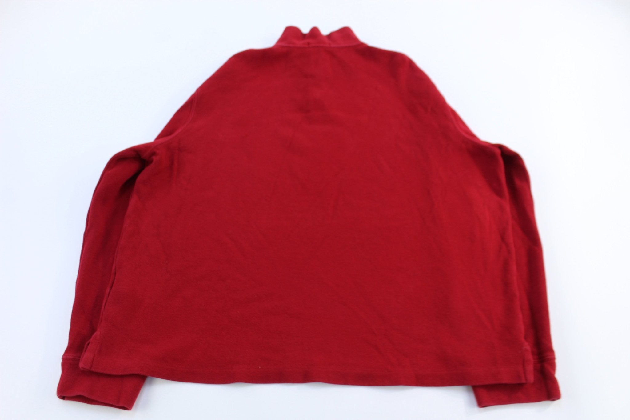Polo Ralph Lauren Embroidered Logo Red Quarter Zip Sweater - Sweater - Thrifted Threads