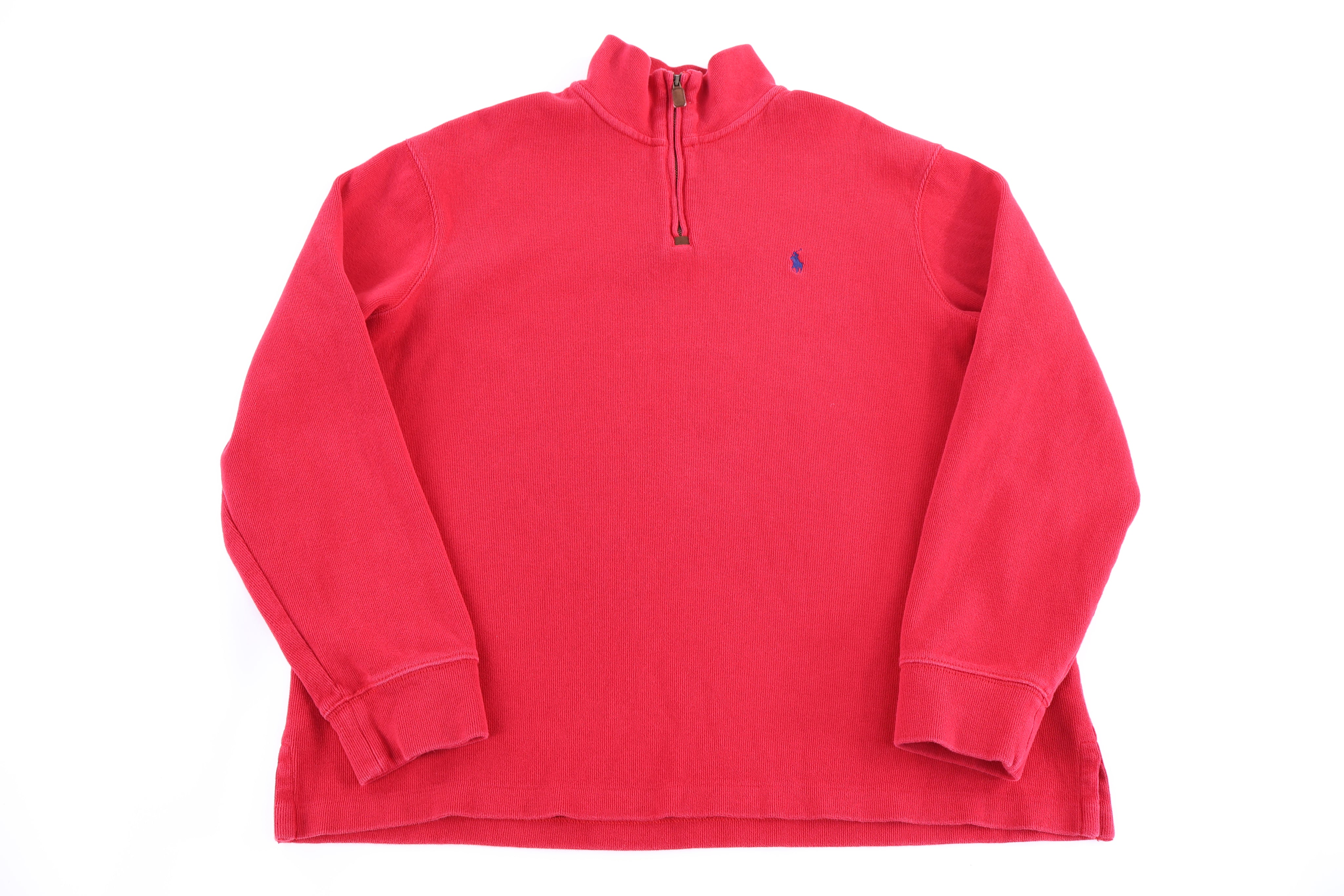 Polo Ralph Lauren Embroidered Logo Red Quarter Zip Sweater - Sweater - Thrifted Threads