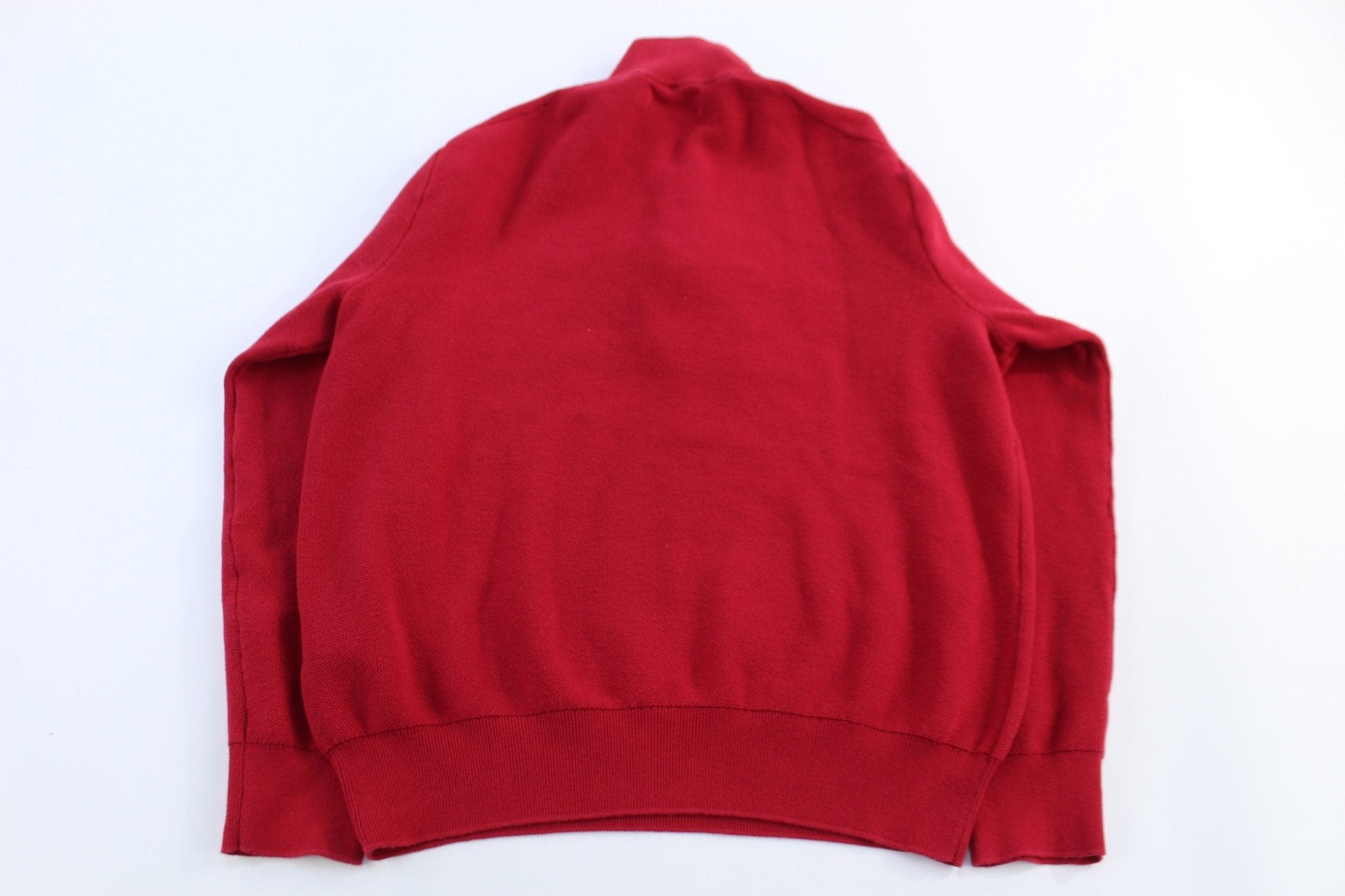 Polo Ralph Lauren Embroidered Logo Red Quarter Zip Sweater - Sweater - Thrifted Threads