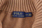 Polo Ralph Lauren Embroidered Logo Tan Henley Sweater - Sweater - Thrifted Threads