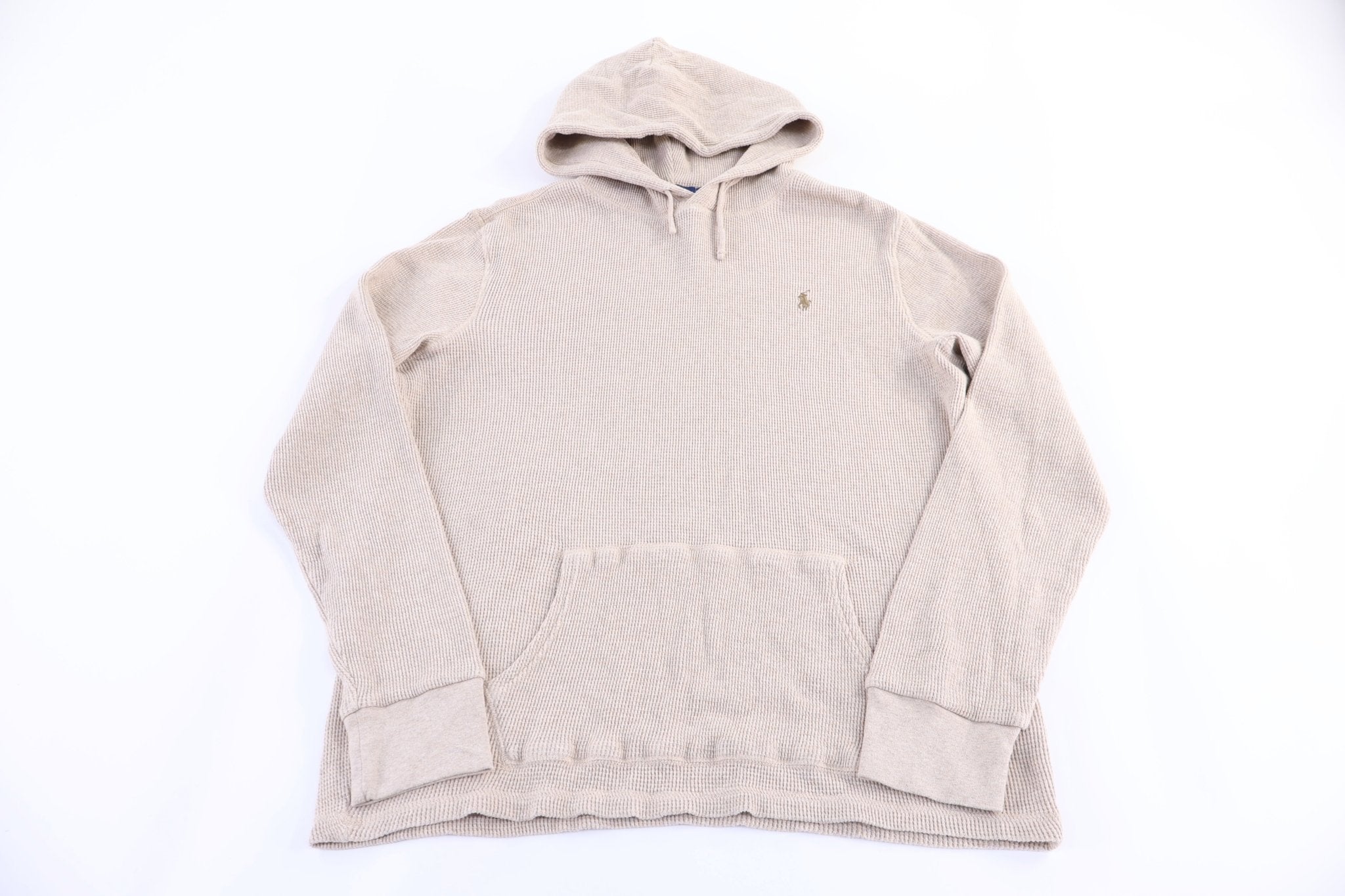 Polo Ralph Lauren Embroidered Logo Tan Pullover Hoodie - Jackets - Thrifted Threads