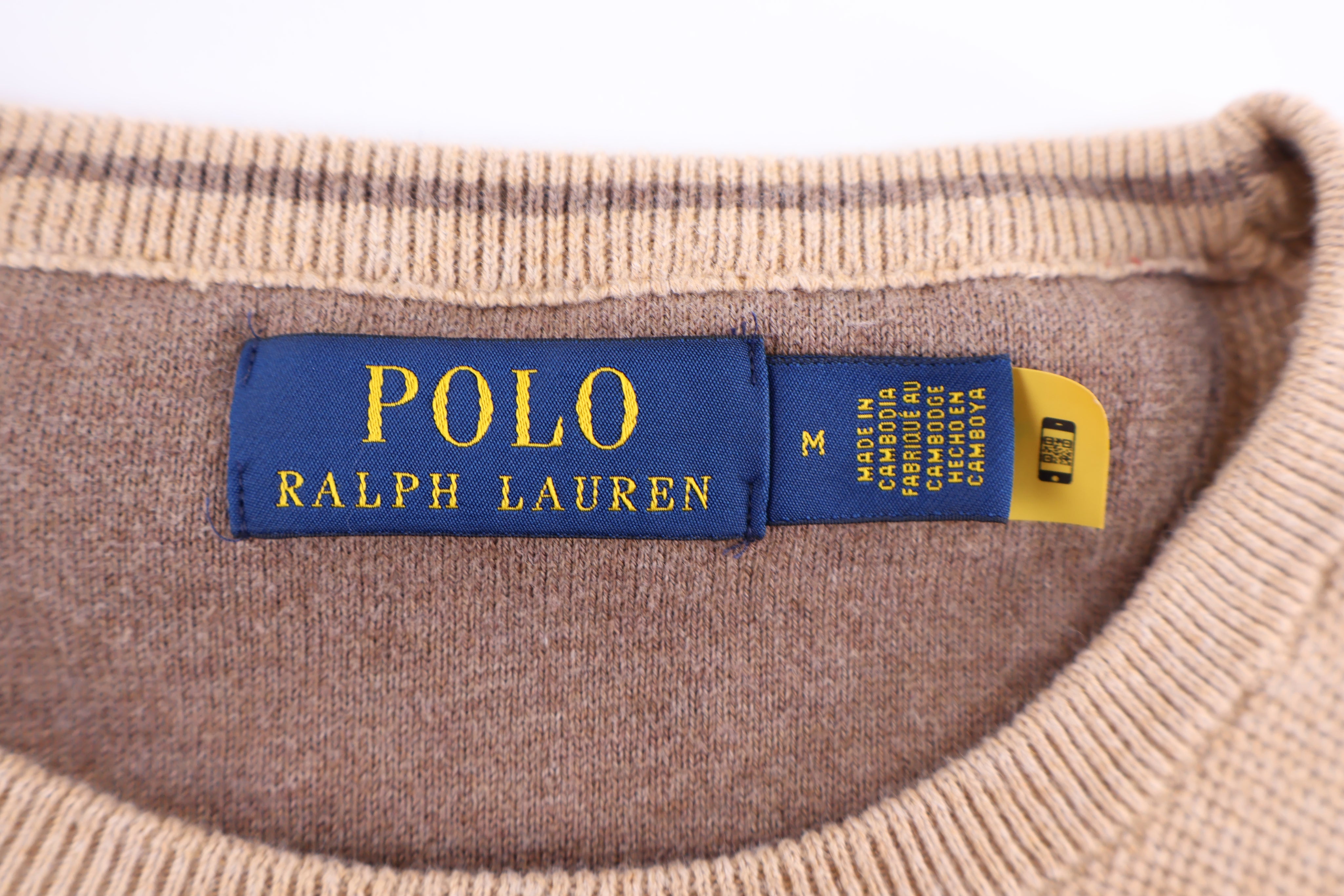 Polo Ralph Lauren Embroidered Logo Tan Pullover Sweater - Sweater - Thrifted Threads