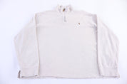 Polo Ralph Lauren Embroidered Logo Tan Quarter Zip Sweater - Sweater - Thrifted Threads