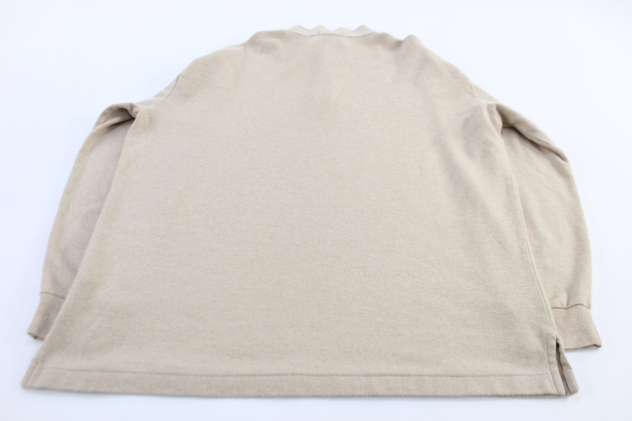 Polo Ralph Lauren Embroidered Logo Tan Quarter Zip Sweater - Sweater - Thrifted Threads