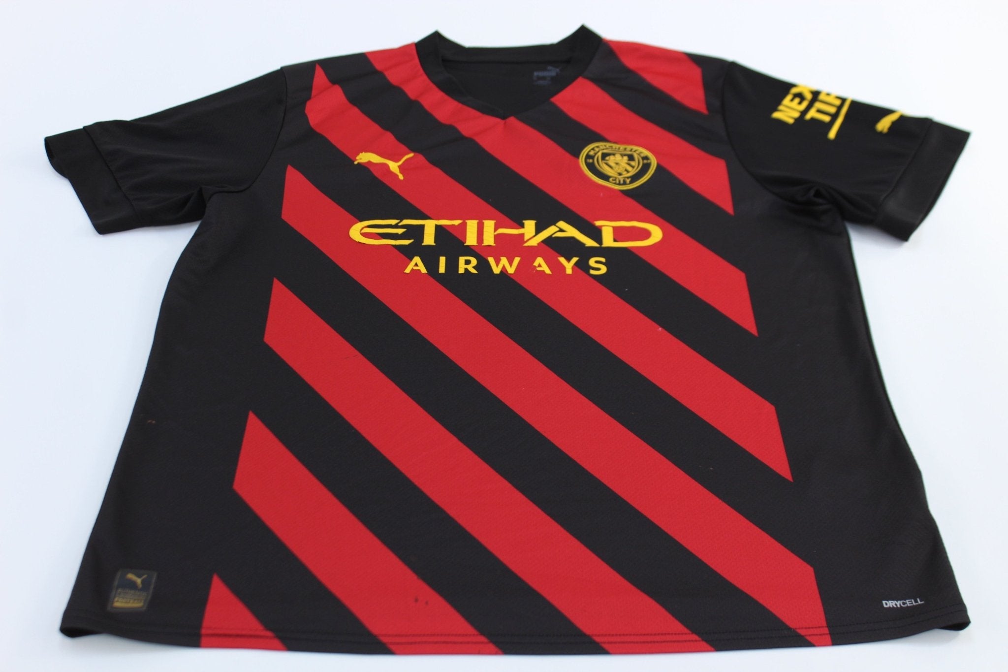 Puma Embroidered Logo Manchester City Soccer Jersey - ThriftedThreads.com