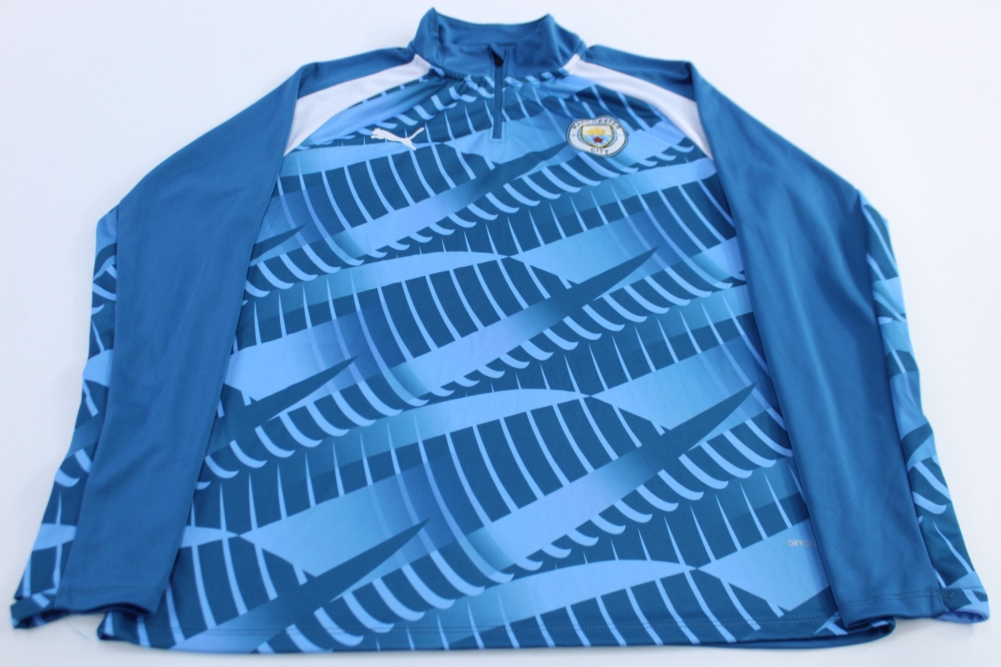 Puma Embroidered Logo Manchester City Soccer Quarter Zip Pullover - Jackets - Thrifted Threads