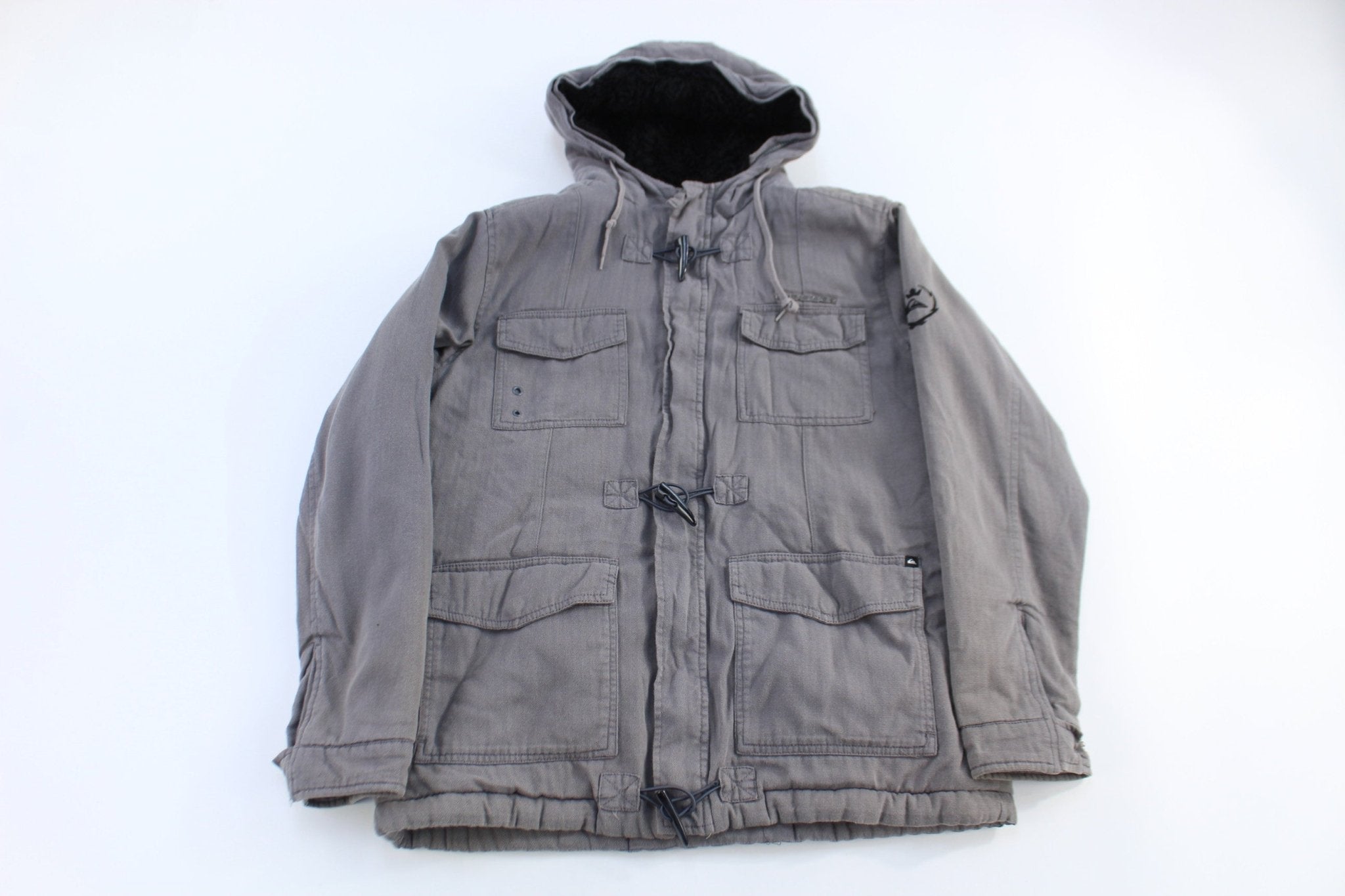 Quiksilver Grey Full Zip Hooded Jacket - jacket - Thrifted Threads