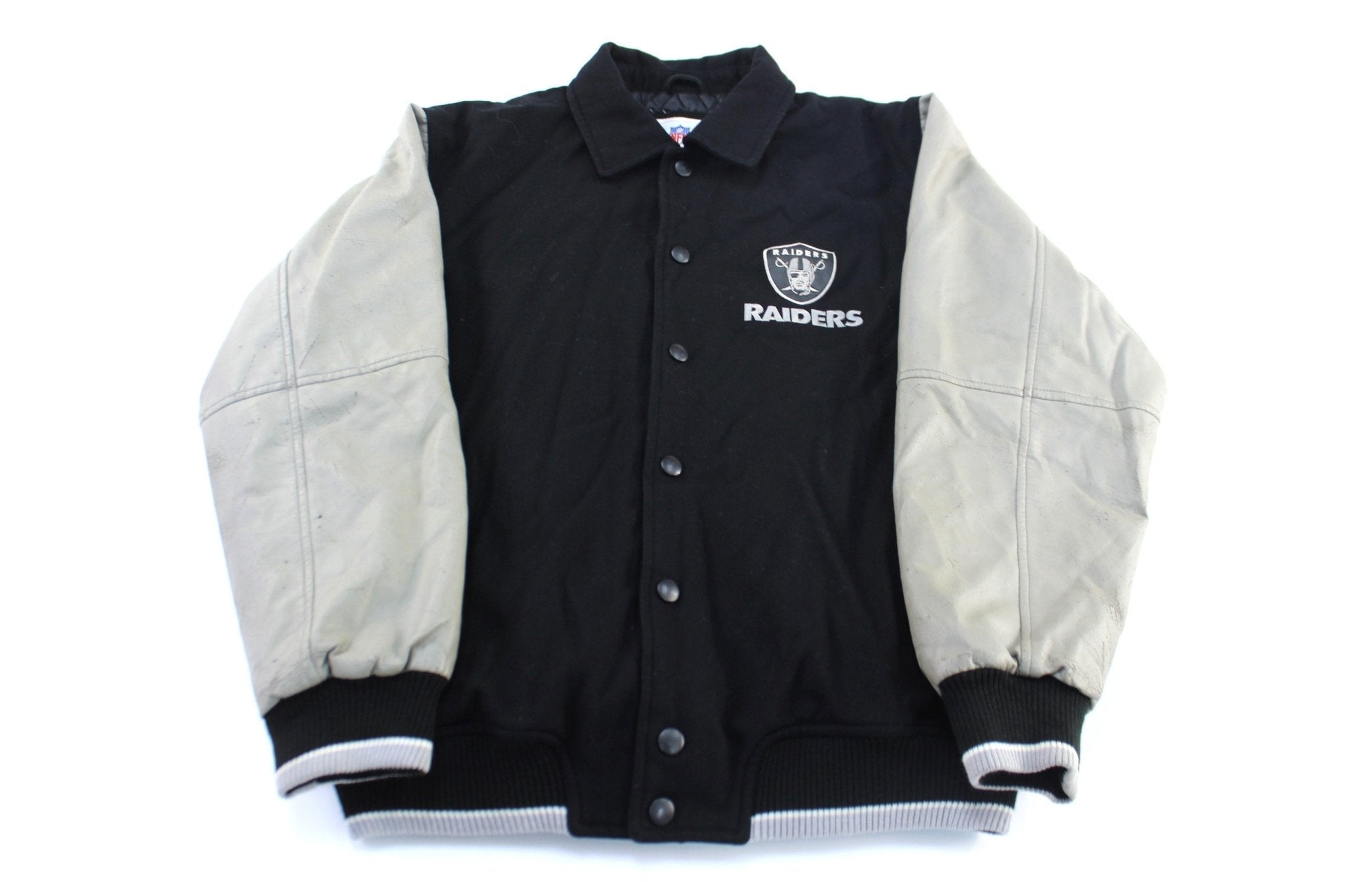 Raiders Embroidered Football Varsity Jacket - Jacket - Thrifted Threads