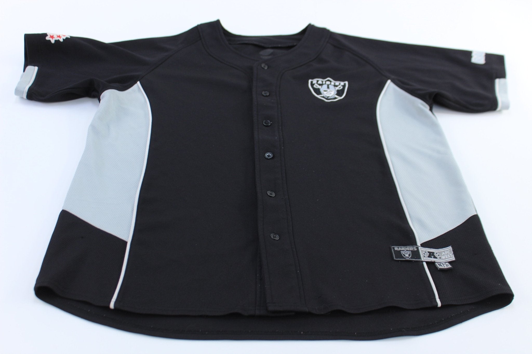 Raiders Football Embroidered Baseball Jersey - ThriftedThreads.com