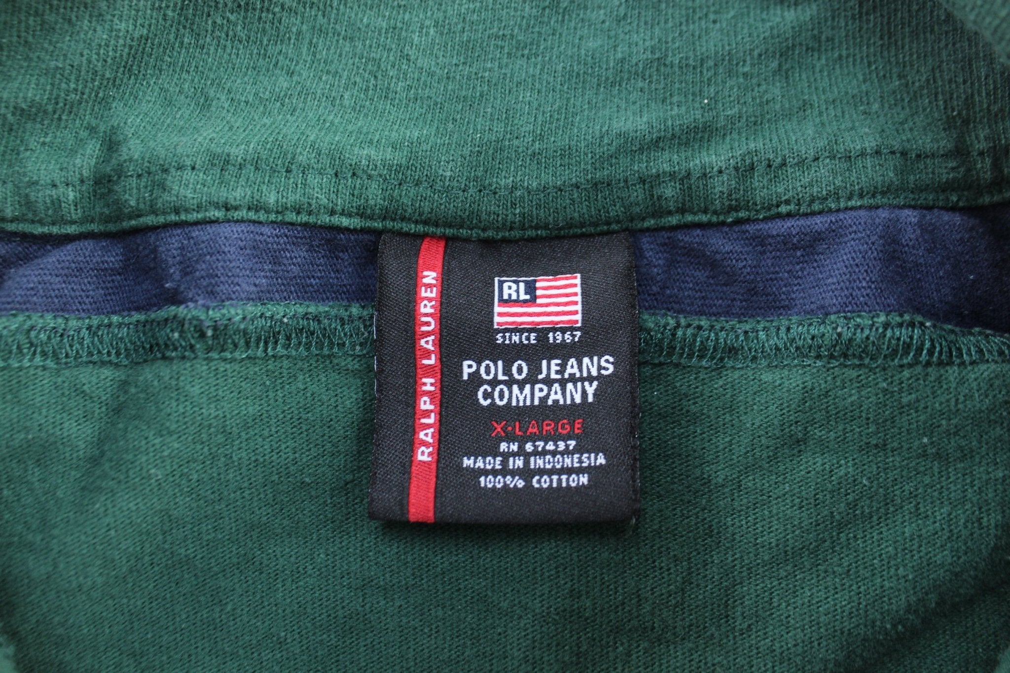 Ralph Lauren Polo Jeans Company Blue, Green, & Yellow Striped Pullover - ThriftedThreads.com