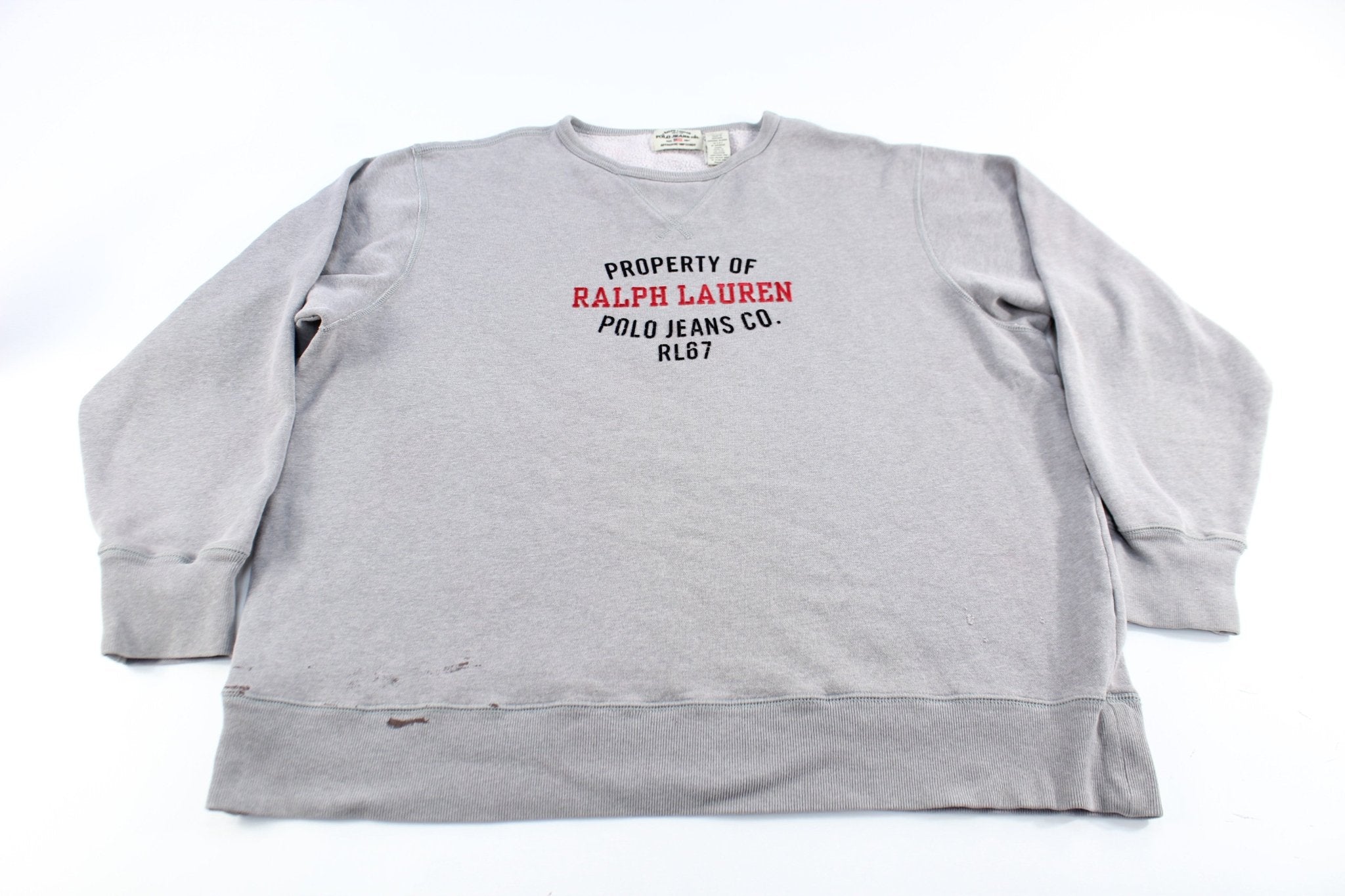Ralph Lauren Polo Jeans Grey Sweatshirt - ThriftedThreads.com