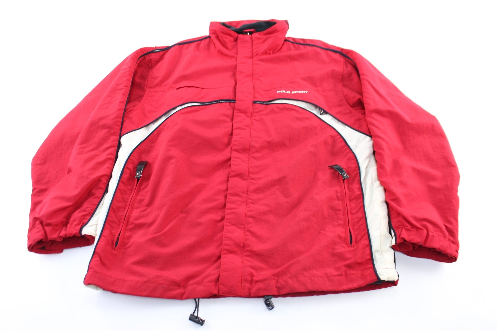 Ralph Lauren Polo Sport Embroidered Red & White Zip Up Jacket - ThriftedThreads.com