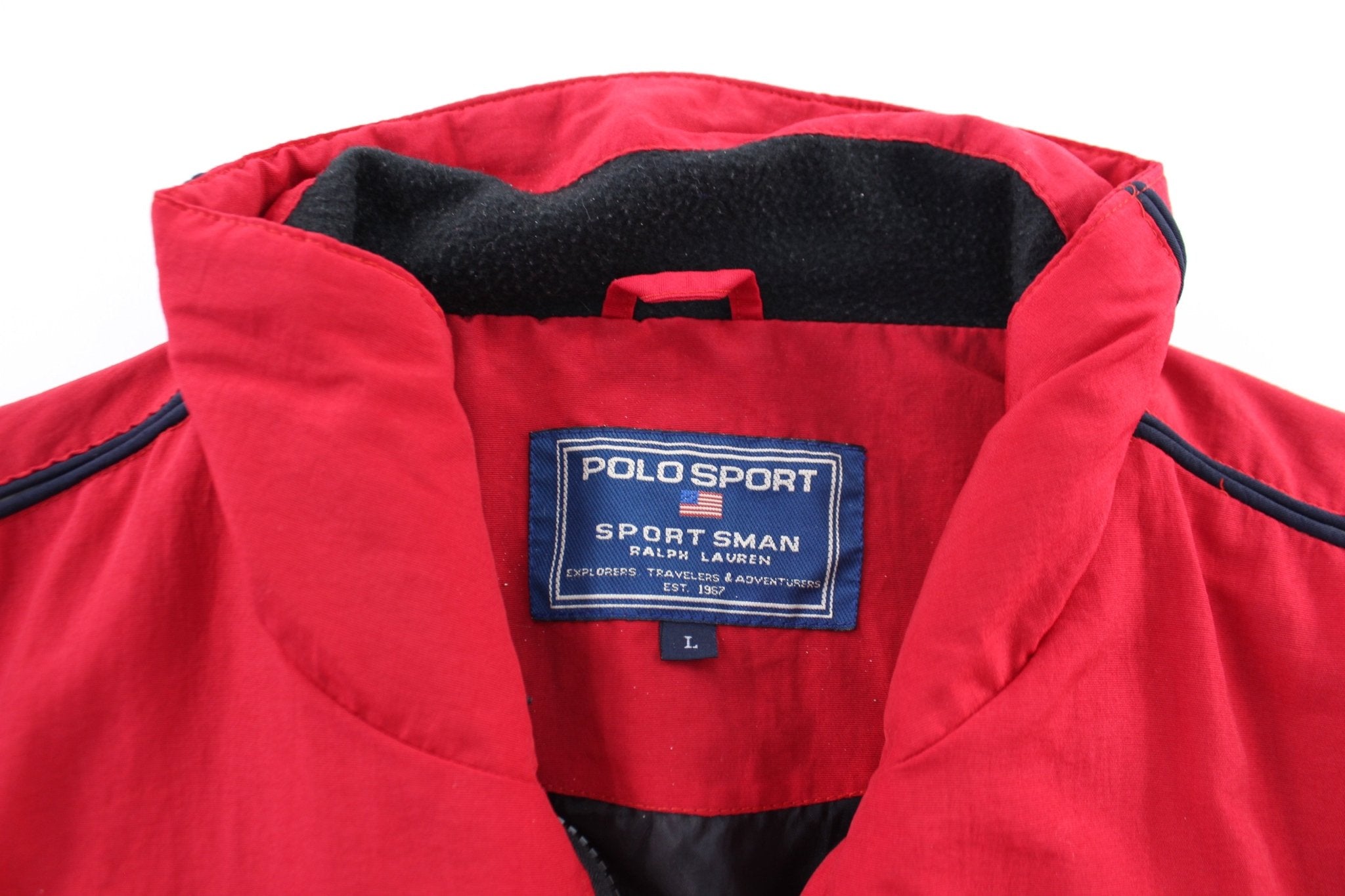 Ralph Lauren Polo Sport Embroidered Red & White Zip Up Jacket - ThriftedThreads.com