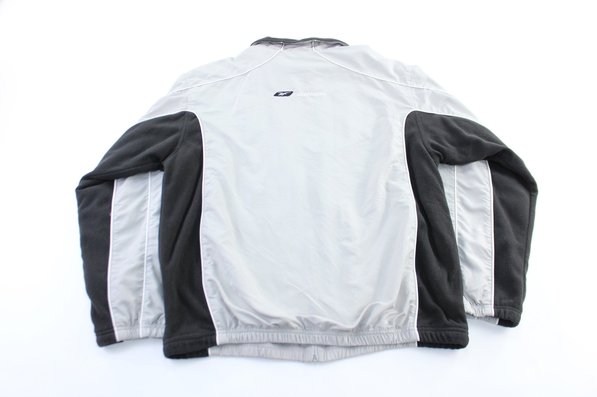 Reebok Embroidered Logo Black & Grey Zip Up Jacket - ThriftedThreads.com