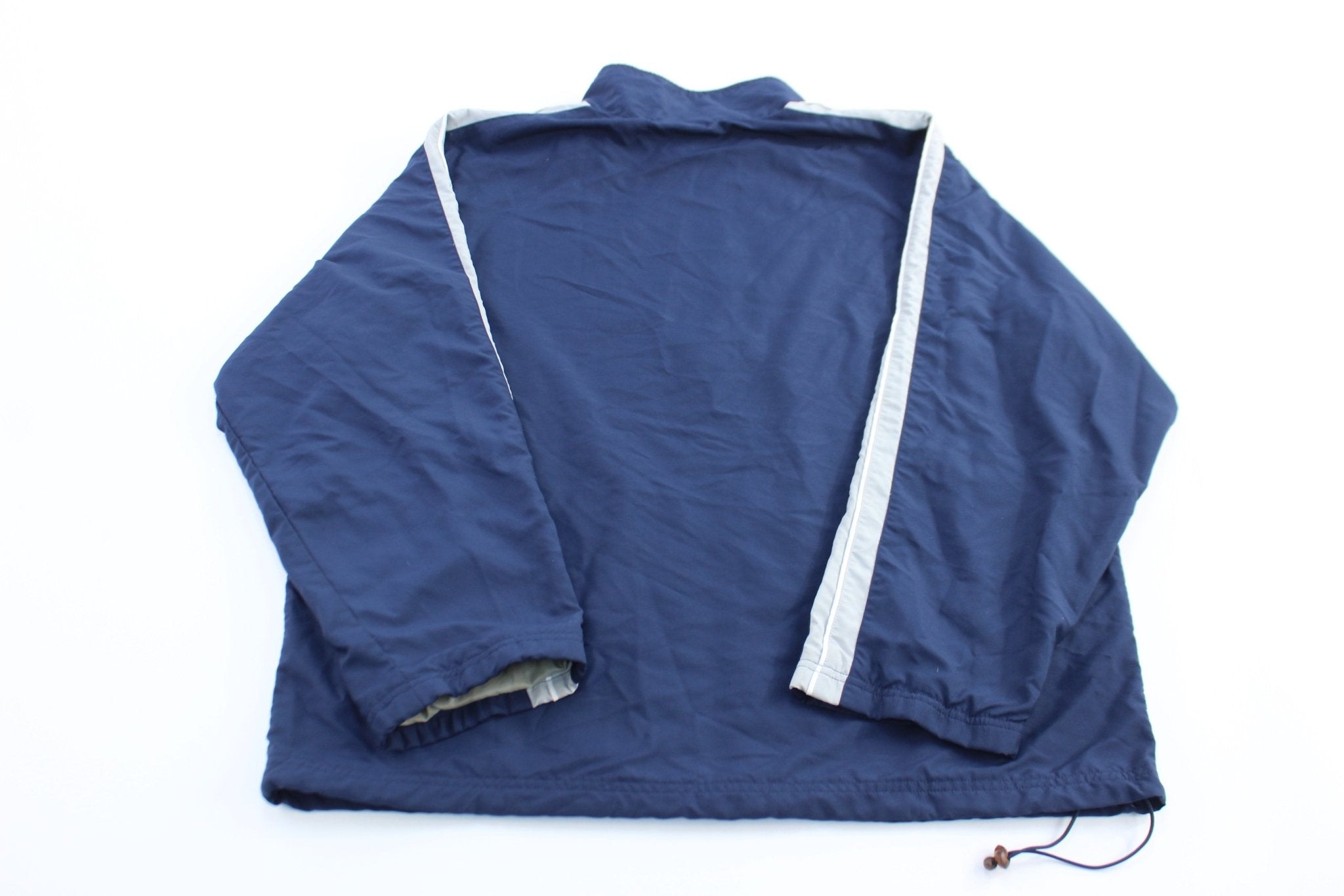 Reebok Embroidered Logo Blue & Grey Zip Up Jacket - ThriftedThreads.com