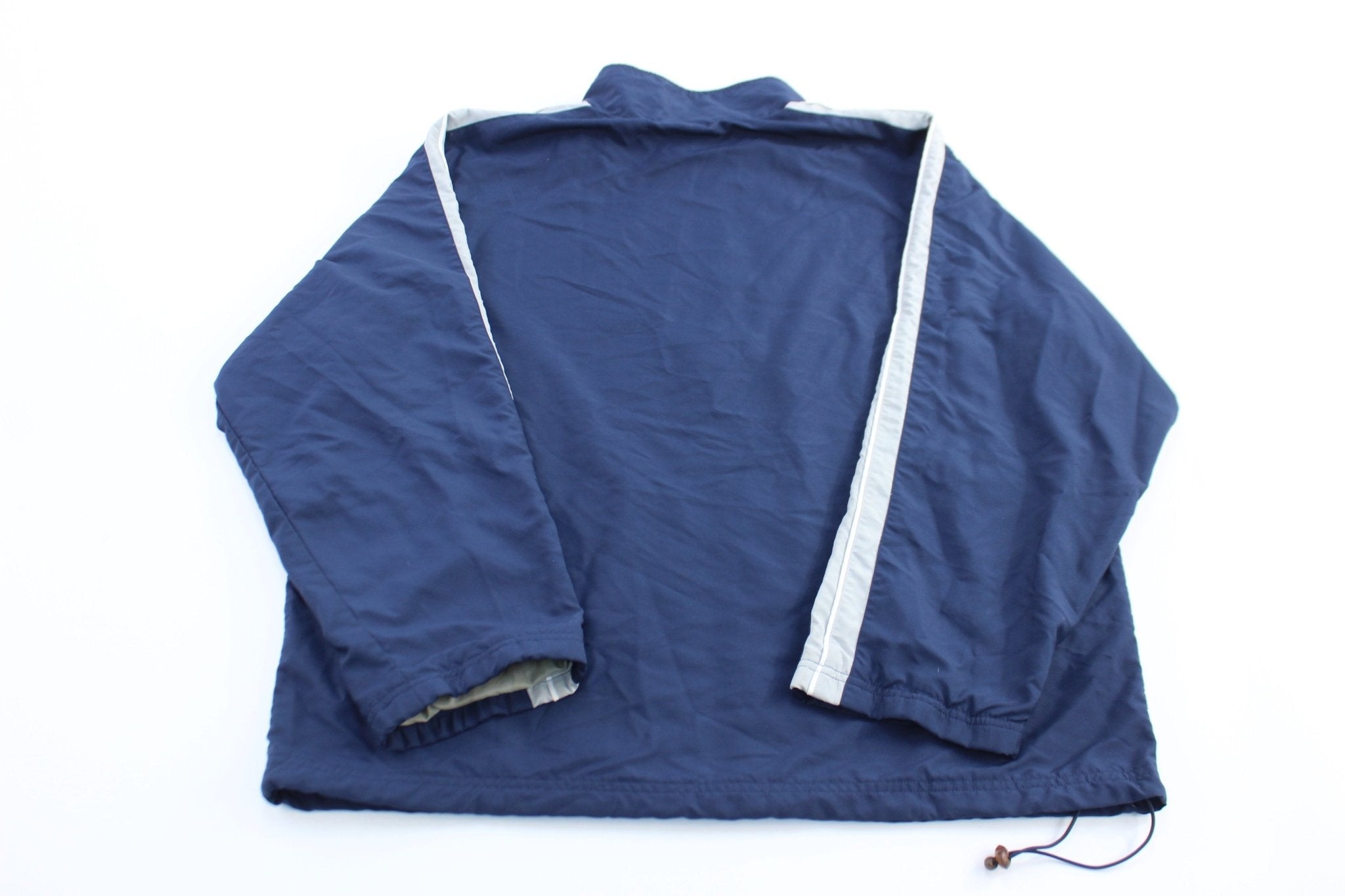 Reebok Embroidered Logo Blue & Grey Zip Up Jacket - Jackets - Thrifted Threads