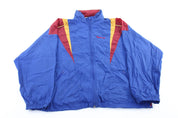 Reebok Embroidered Logo Blue, Yellow, & Burgundy Zip Up Jacket - ThriftedThreads.com