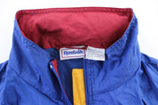 Reebok Embroidered Logo Blue, Yellow, & Burgundy Zip Up Jacket - ThriftedThreads.com