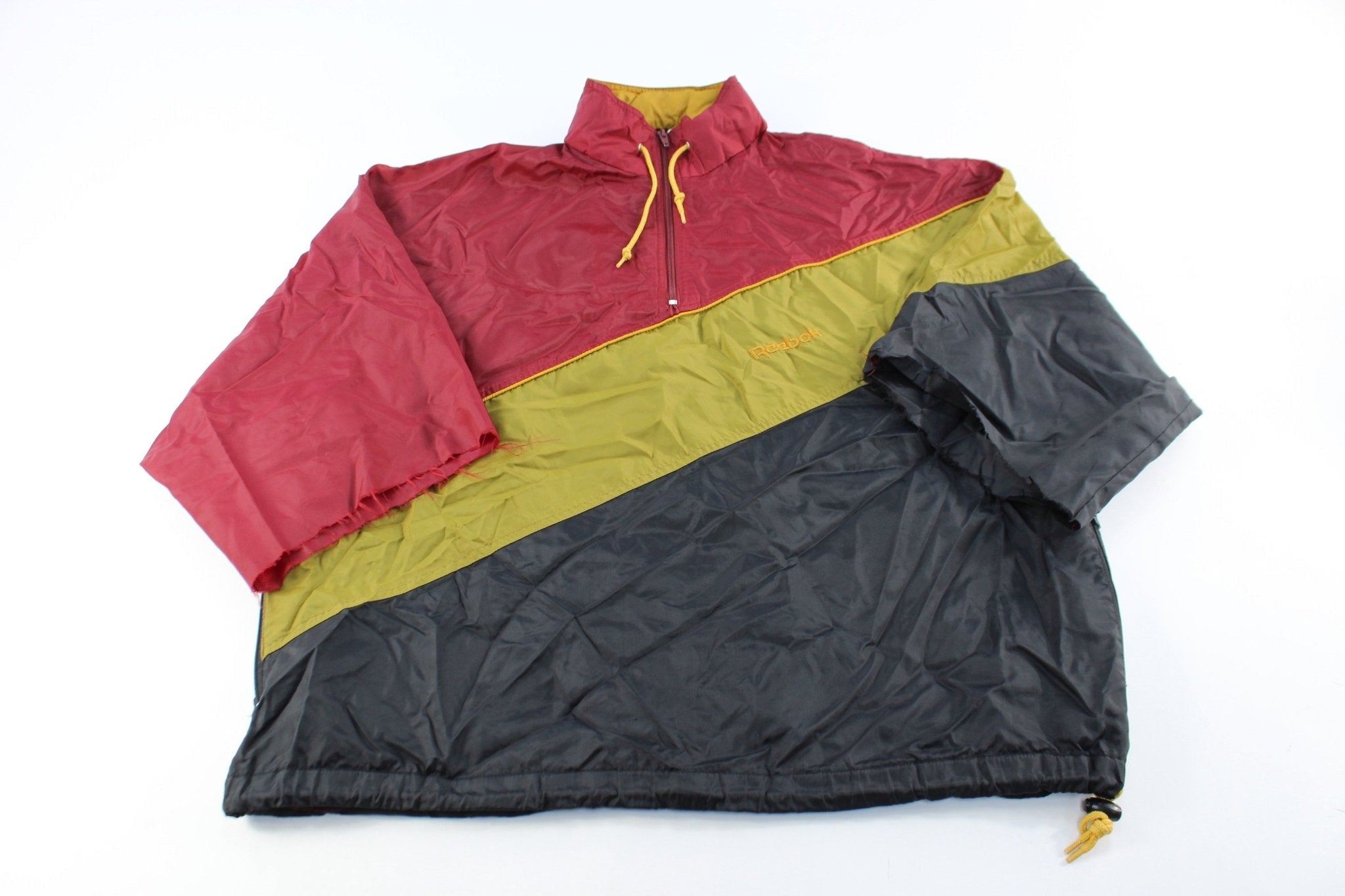 Reebok Embroidered Logo Burgundy, Green, Black Zip Up Jacket - Jackets - Thrifted Threads