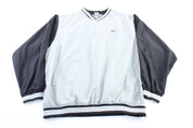 Reebok Embroidered Logo Grey & Black Pullover Jacket - ThriftedThreads.com